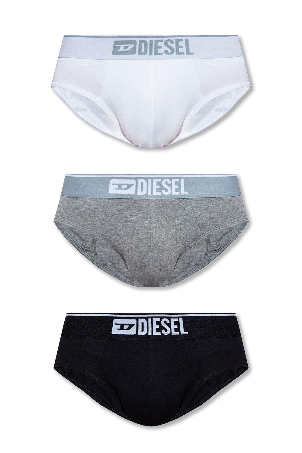Diesel Umbr-andre Three-pack Logo-embroidered Briefs Set In Red