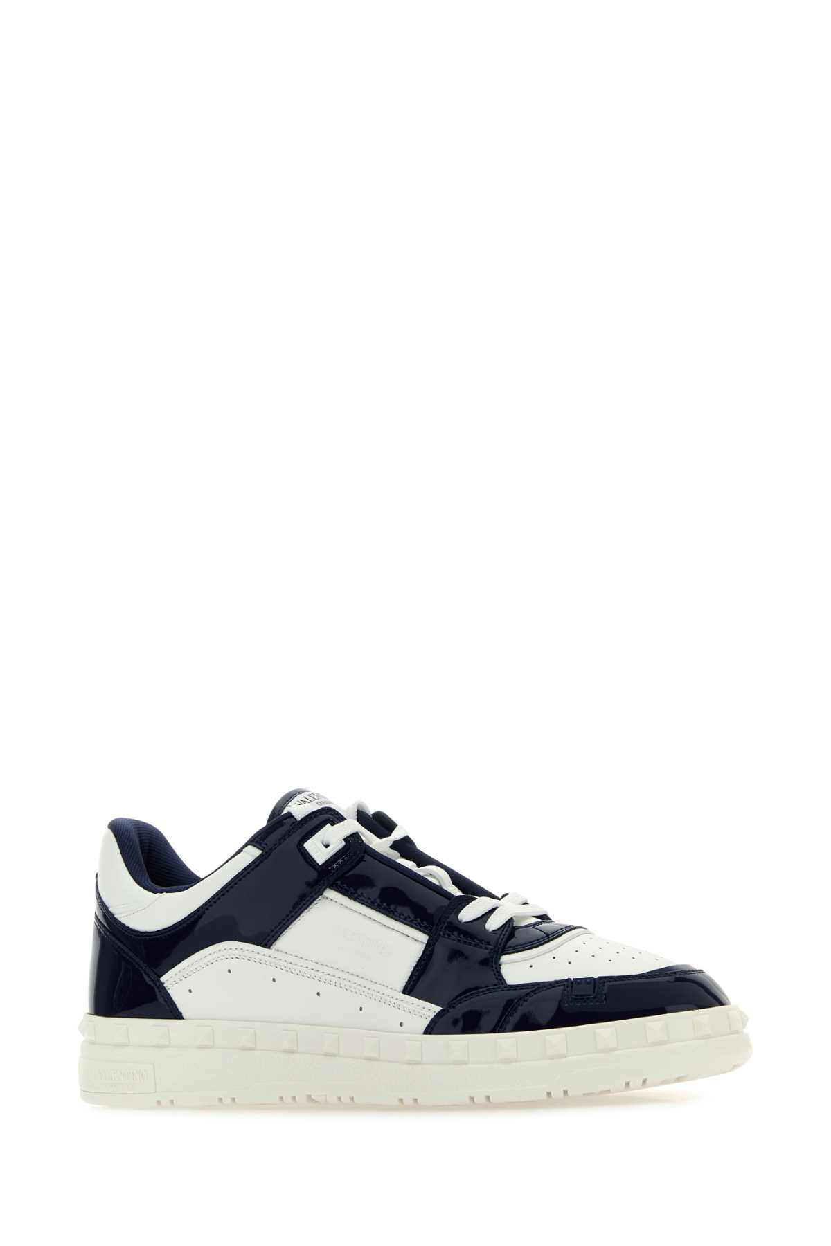 Shop Valentino Two-tone Leather Freedots Sneakers In Workerbiancobiancobiancobia