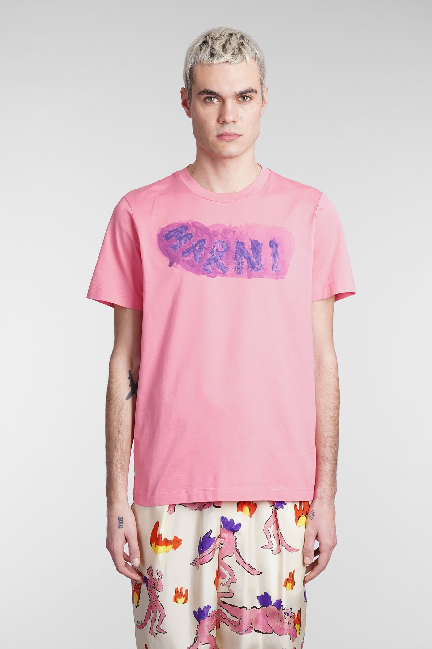 Marni T-shirt In Rose-pink Polyester