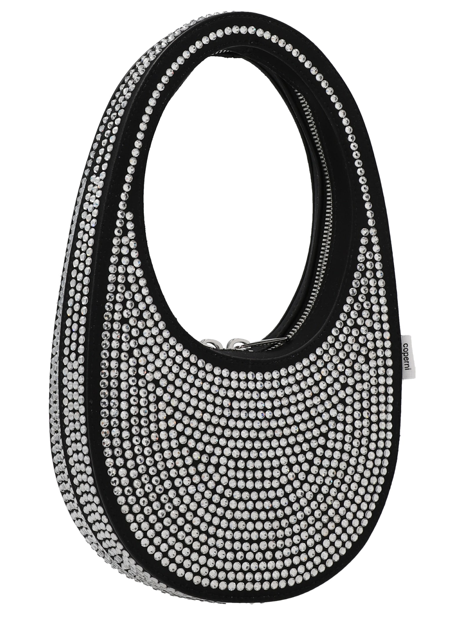 Shop Coperni Crystal-embellished Mini Swipe Bag Handbag In Black