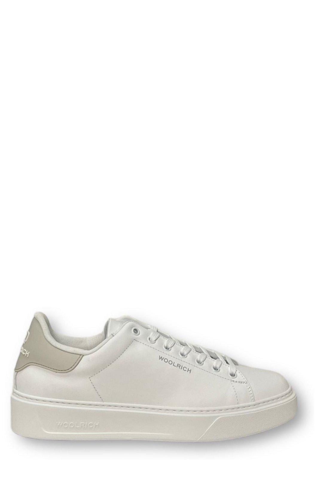 Shop Woolrich Round Toe Lace-up Sneakers In White