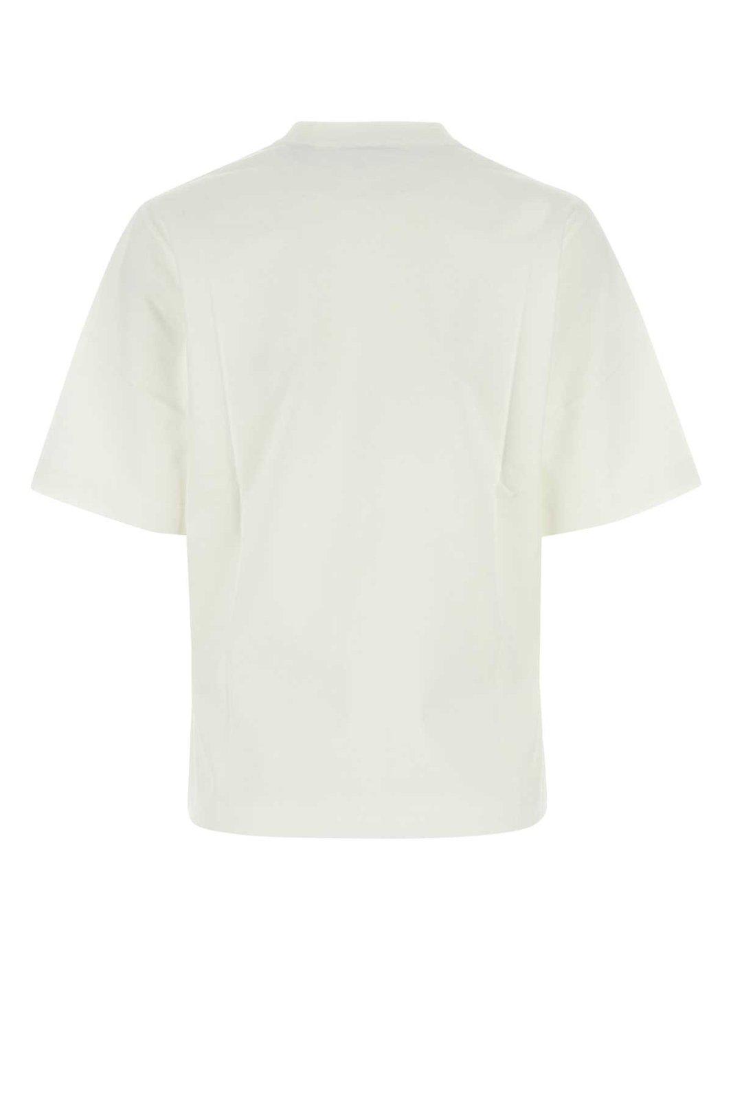 Shop Burberry Logo Embroidered Crewneck T-shirt In Bianco