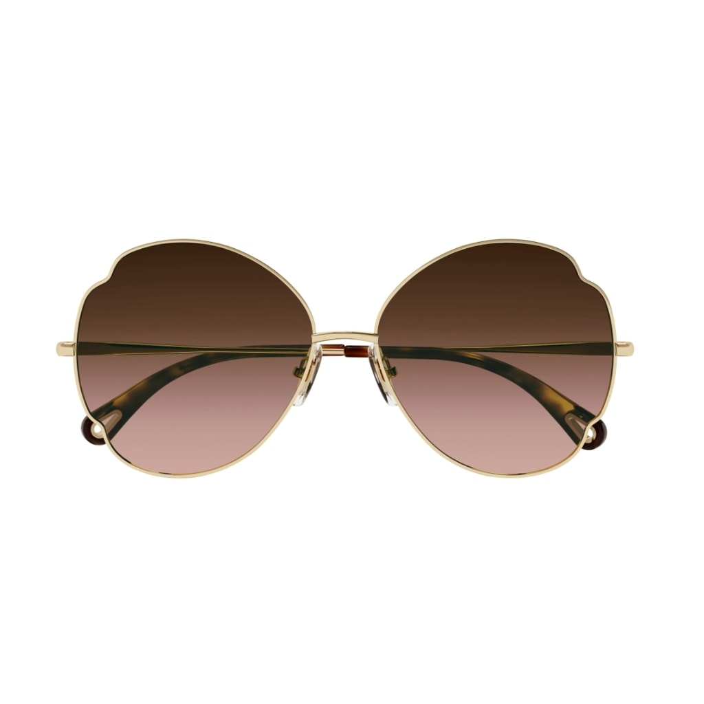Chloé Ch0093s001 Sunglasses In Oro Lenti Marroni Degradanti