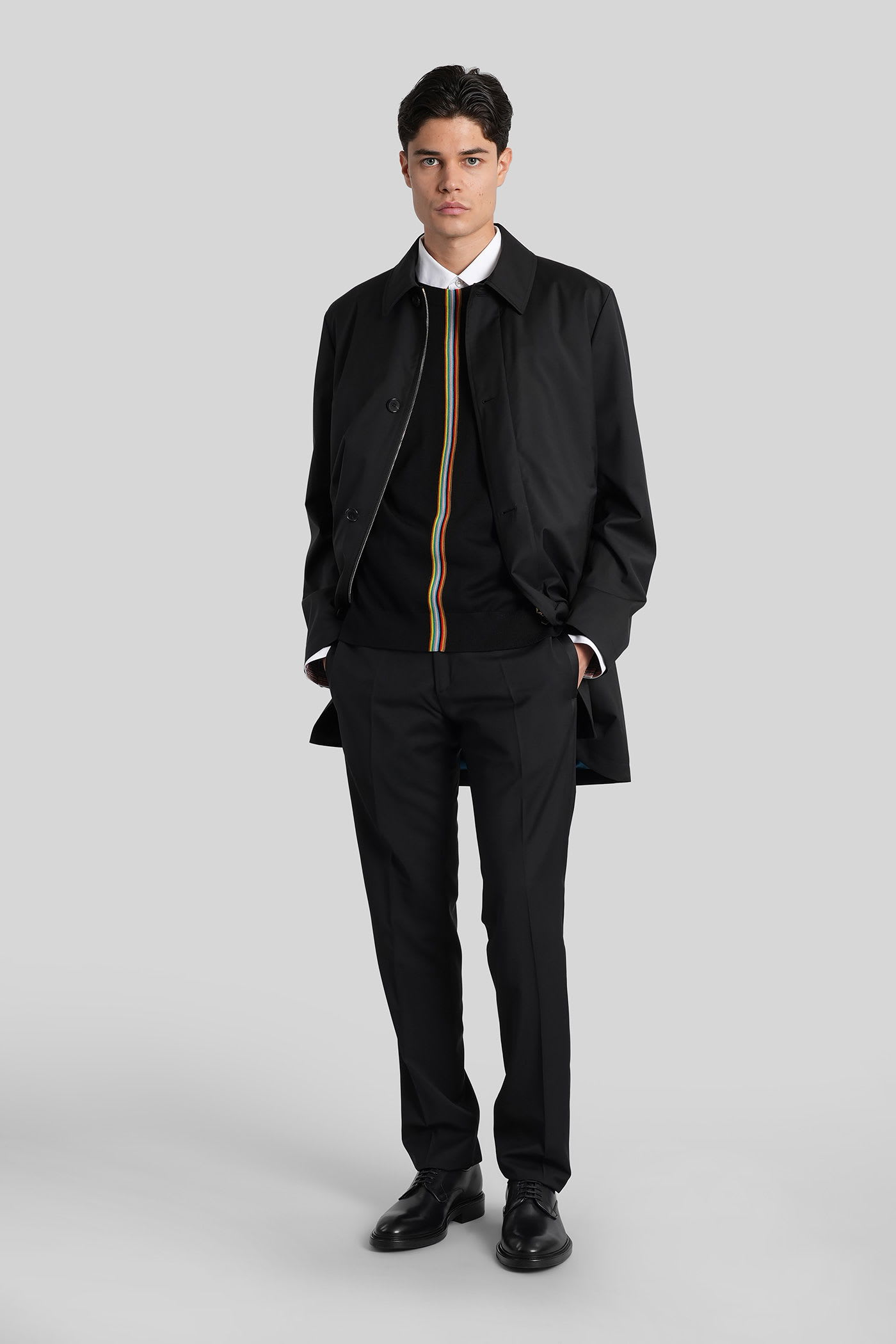 Paul Smith Merino Wool Jersey With Striped Detailing In Black