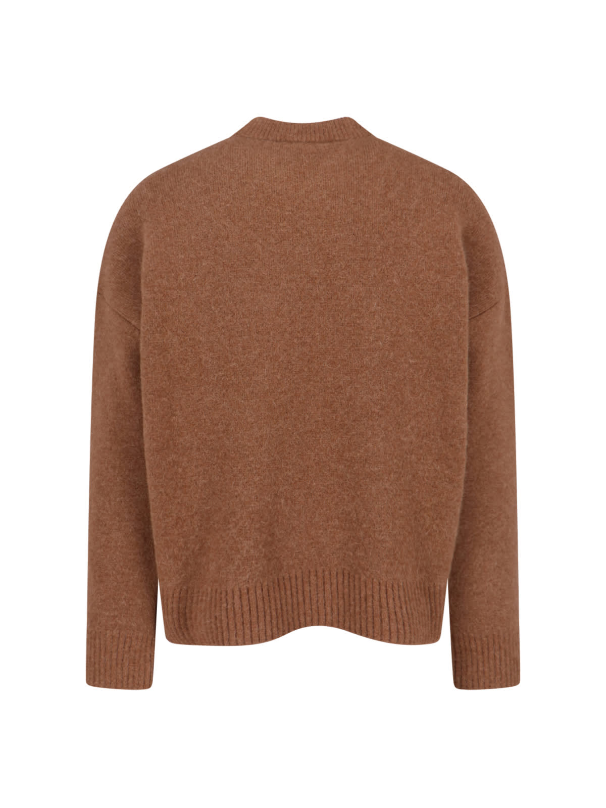 Ami Alexandre Mattiussi Ami Brown Stretch Alpaca Blend Sweater In Brown