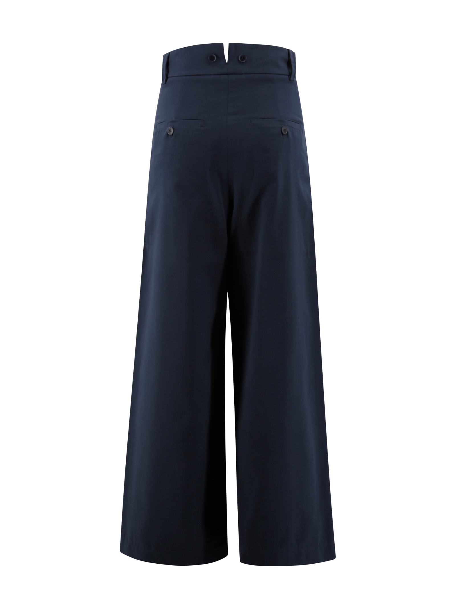 Weekend Max Mara High-waisted Wide Leg Trousers With Button Accents In Black