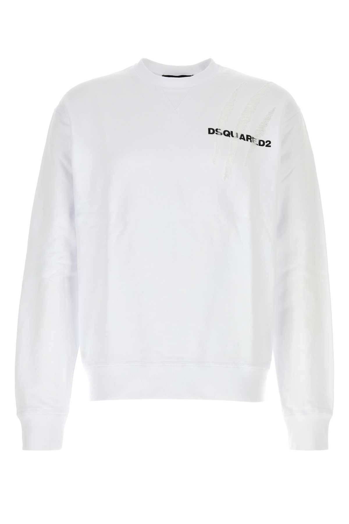 Shop Dsquared2 White Cotton Sweatshirt