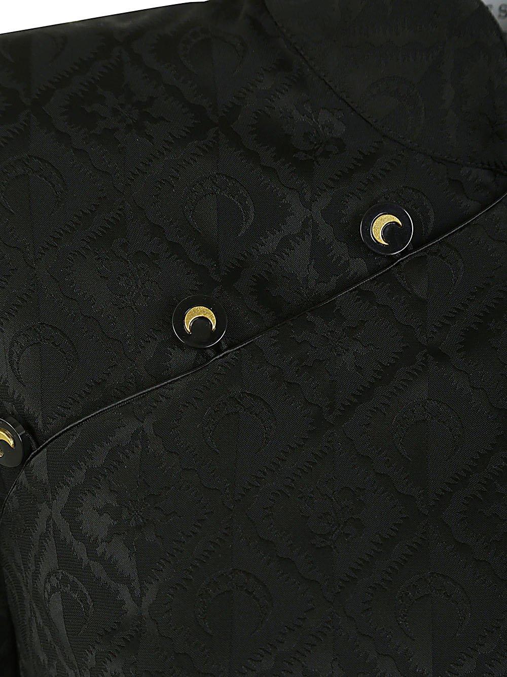 Shop Marine Serre Moon Diamant-jacquard Panel-detailed Mini Dress In Black