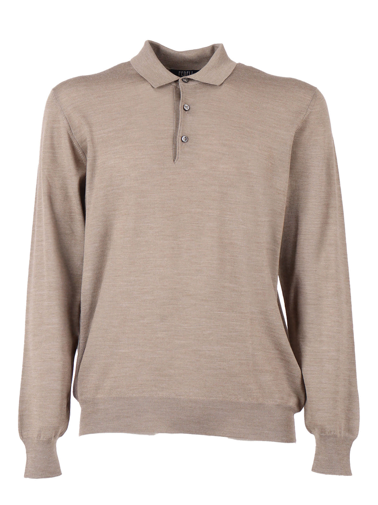 Fedeli Long-sleeve Polo Shirt In Neutral