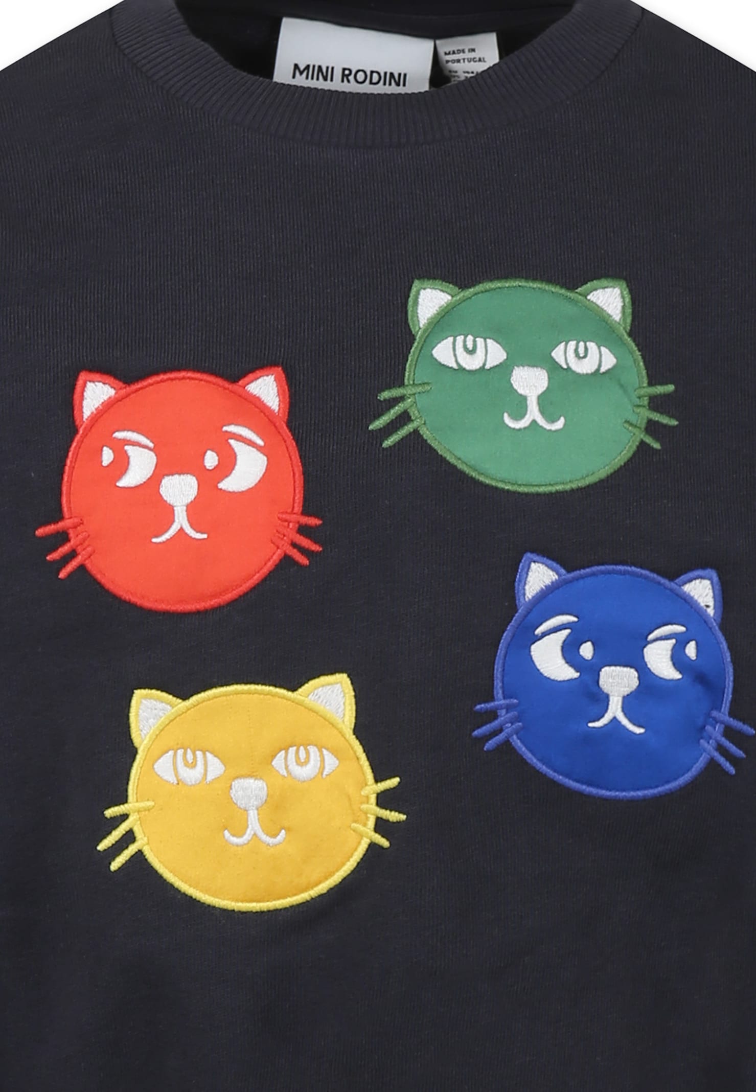 Shop Mini Rodini Black Sweathirt For Kids With Cats
