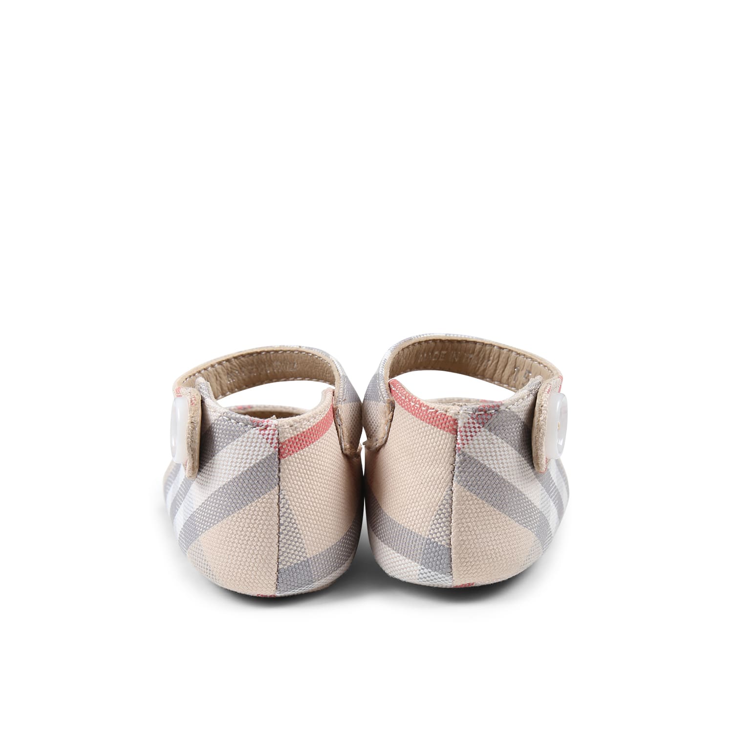 Burberry Beige Sneakers For Babykids With Vintage Check In Multi