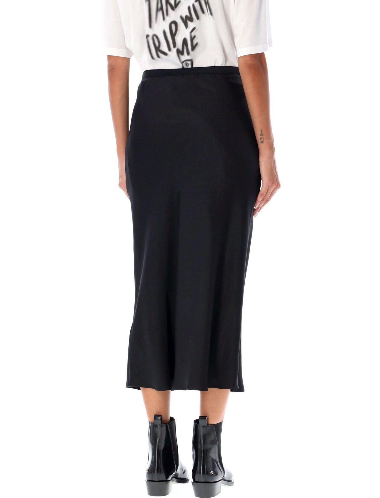 Anine Bing Iron-coloured Silk Skirt Bar In Black