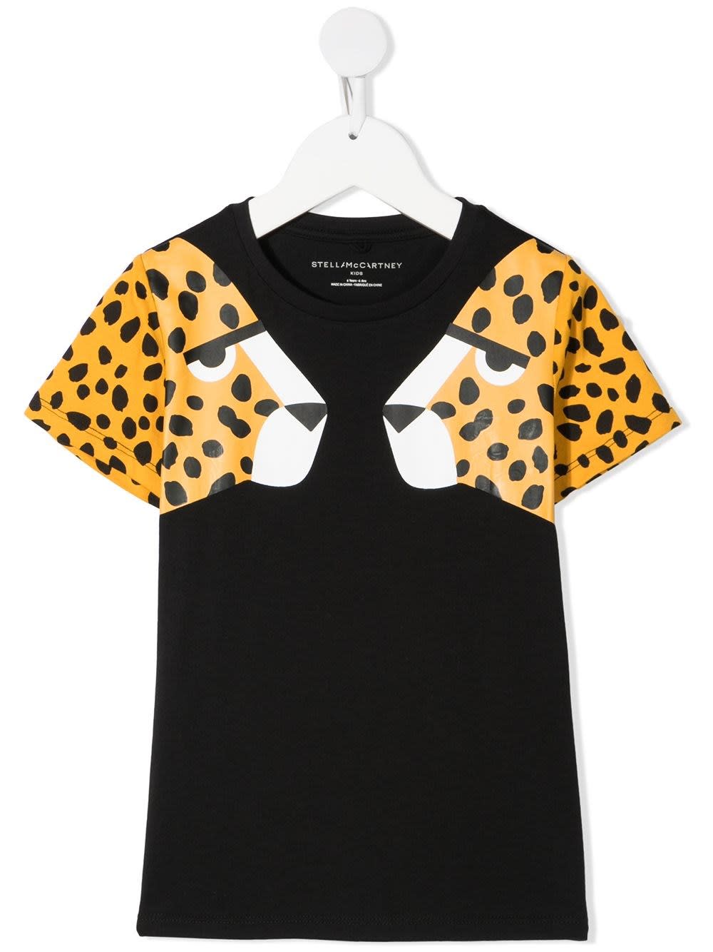 Stella McCartney Kids Black Cheetah Jersey T-shirt