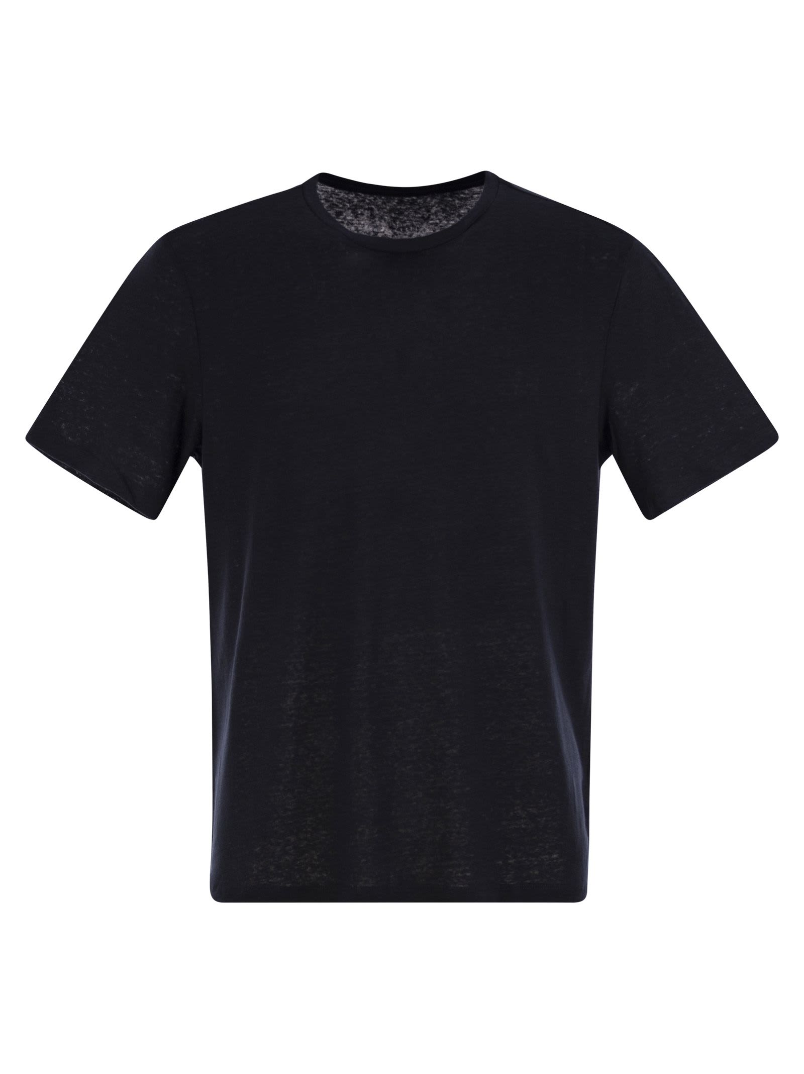 Crew-neck And Short-sleeved T-shirt In Linen