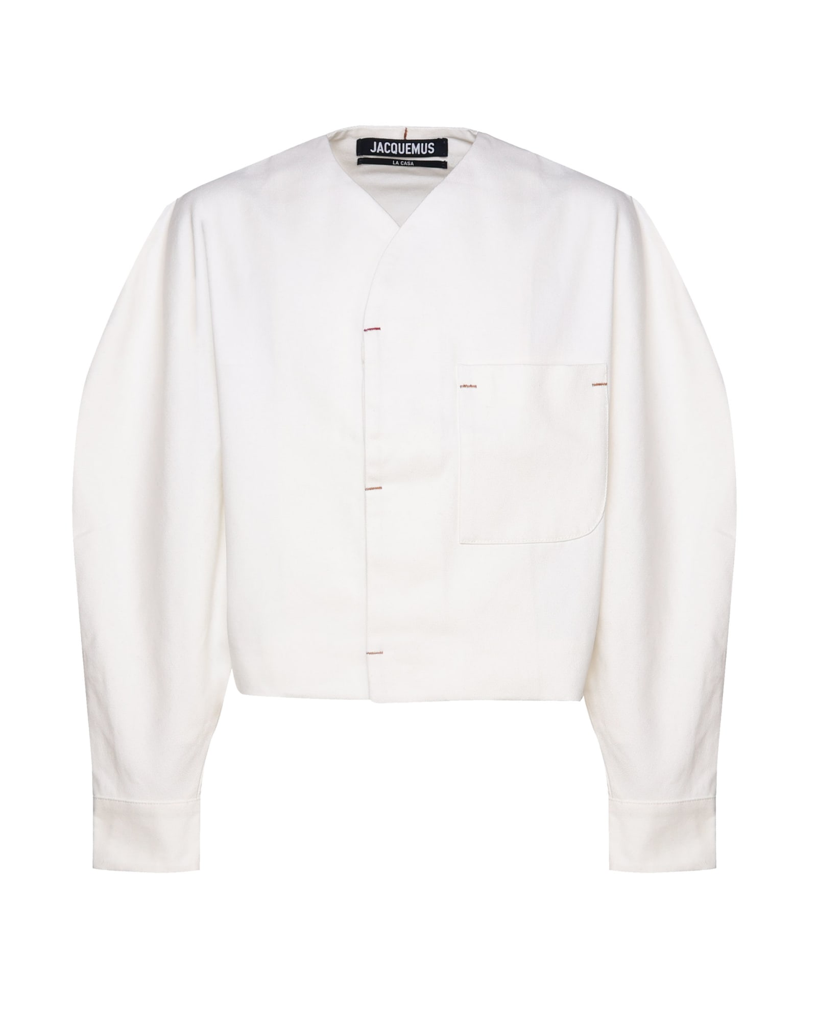 Shop Jacquemus La Chemise De-nime Faro Shirt In Off-white