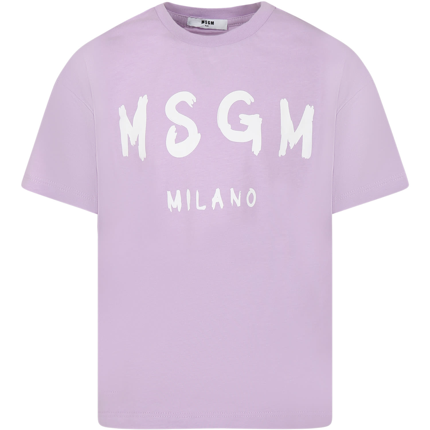 Msgm Kids' Lilac T-shirt For Girl With Logo