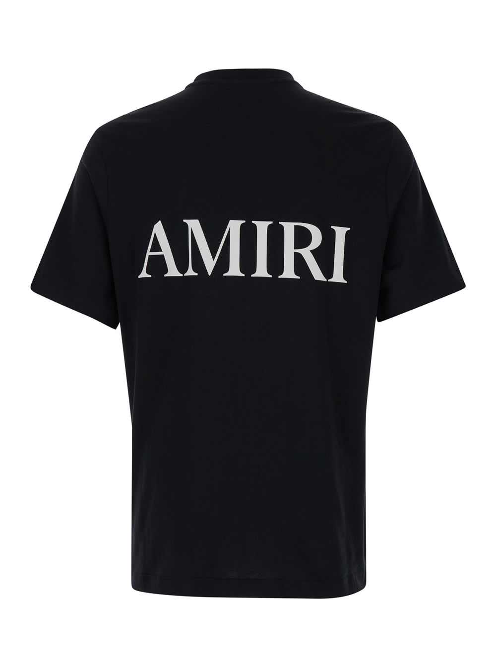 Shop Amiri Black T-shirt With Contrasting Monogram In Cotton Man