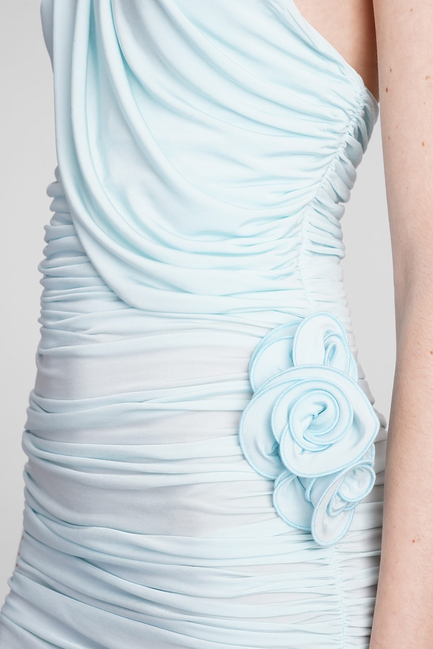 Shop Magda Butrym Dress In Cyan Polyamide Polyester In Blue