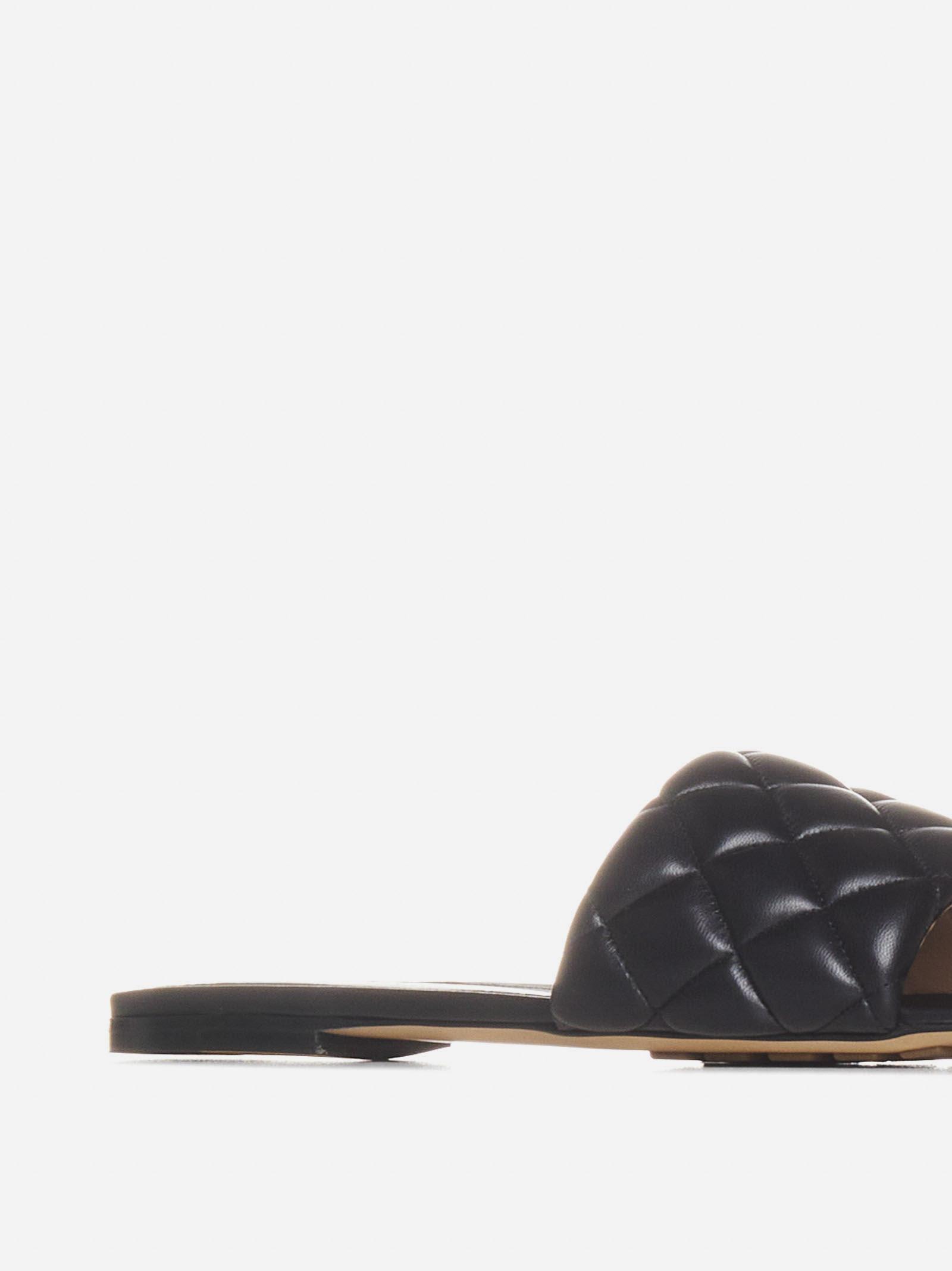 Shop Bottega Veneta Padded Intrecciato Leather Flat Sandals In Black