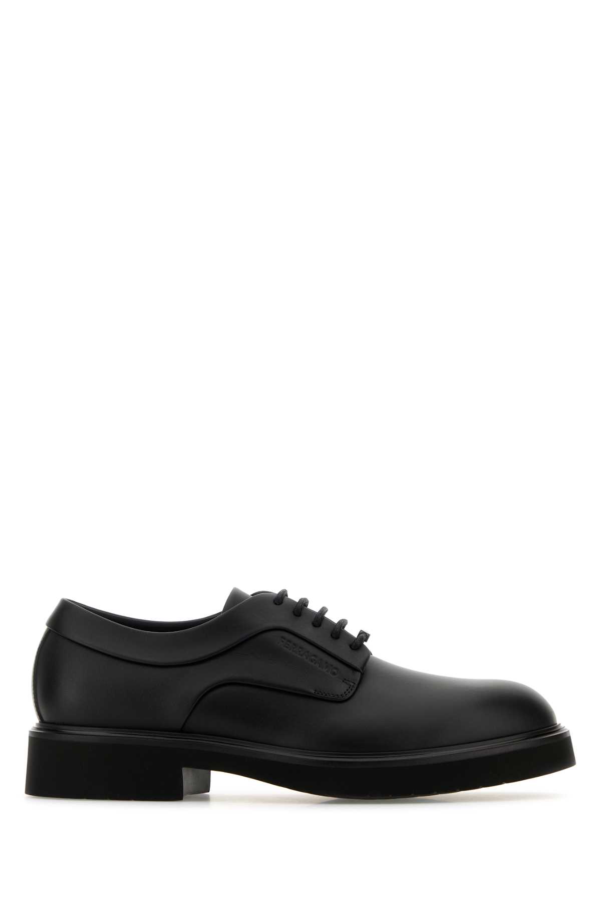 Shop Ferragamo Black Leather Cervantes Lace-up Shoes In Neroneronero