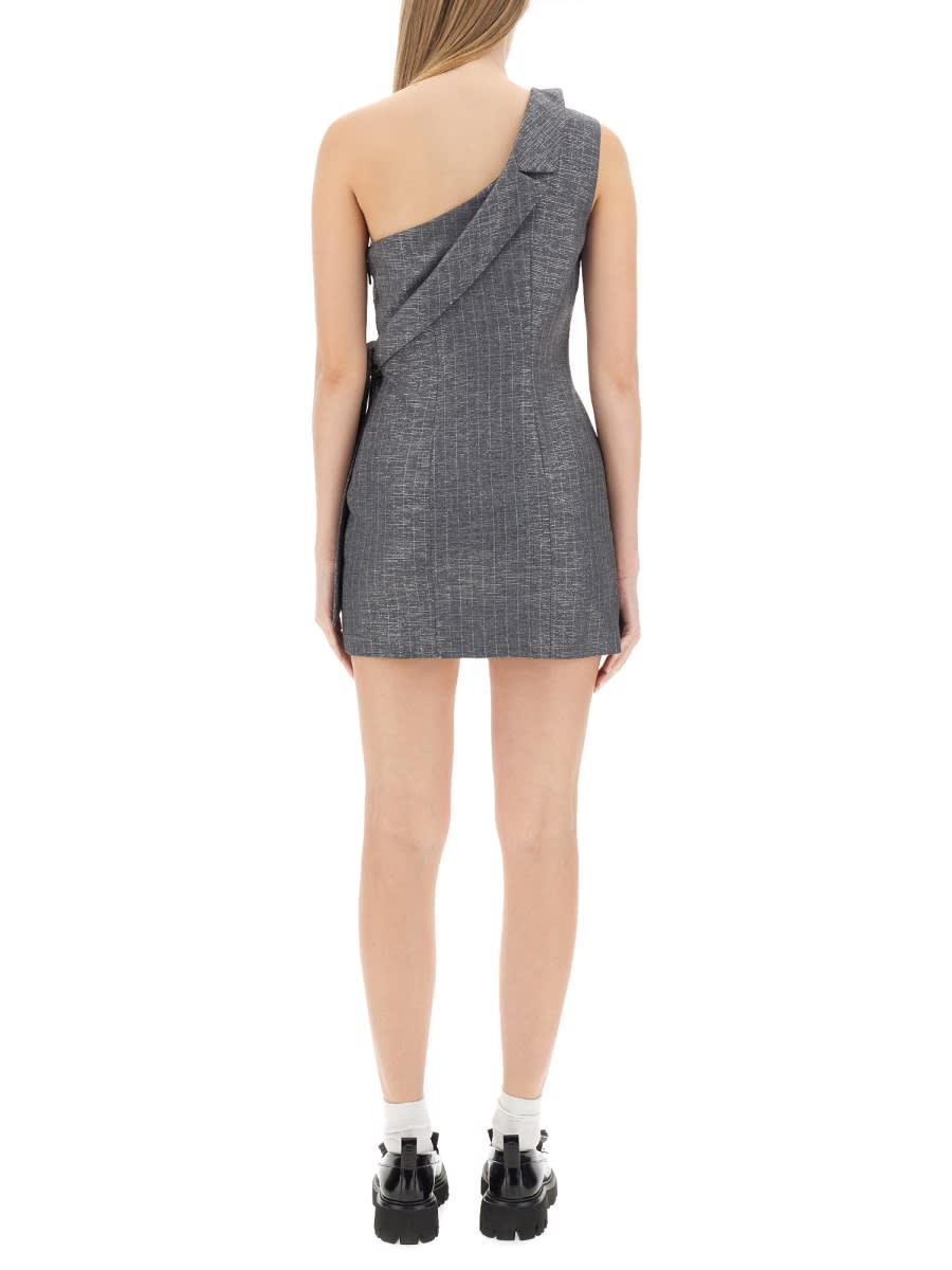 Shop Msgm One-shoulder Dress In Grey