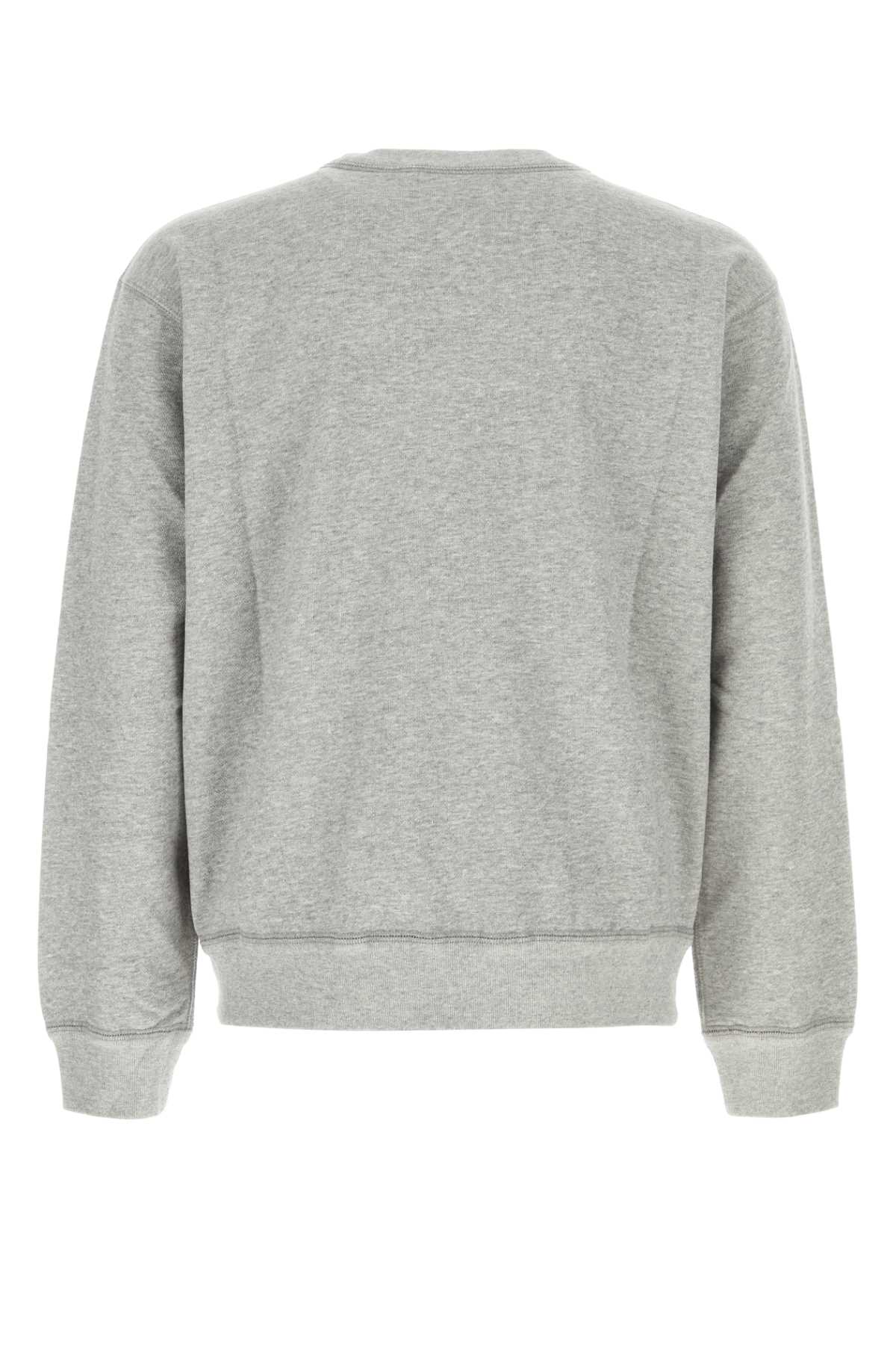 Shop Isabel Marant Melange Grey Cotton Blend Oversize Mikoy Sweatshirt In Greywhite