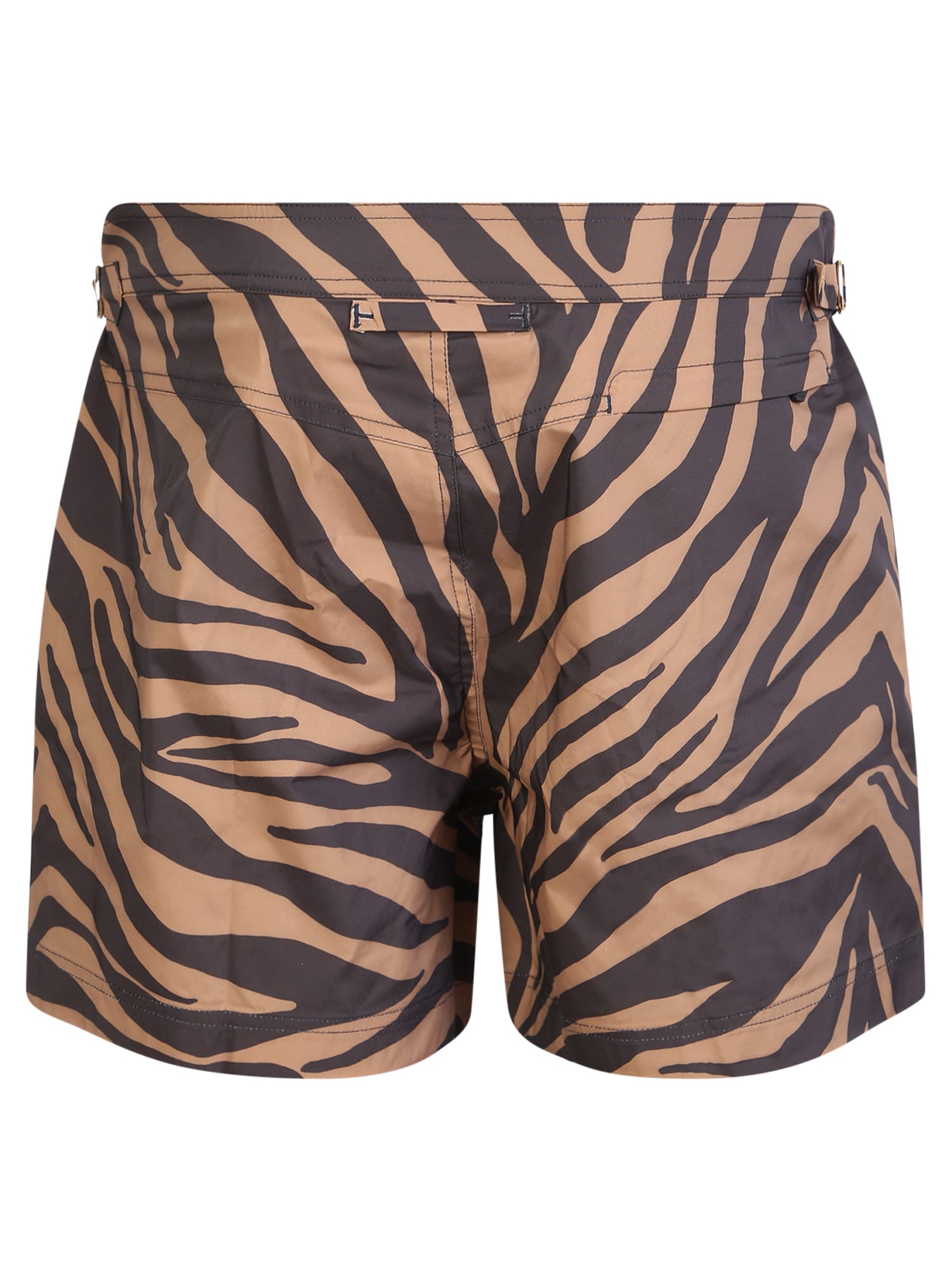Shop Tom Ford Zebra Print Swim Shorts In Beige