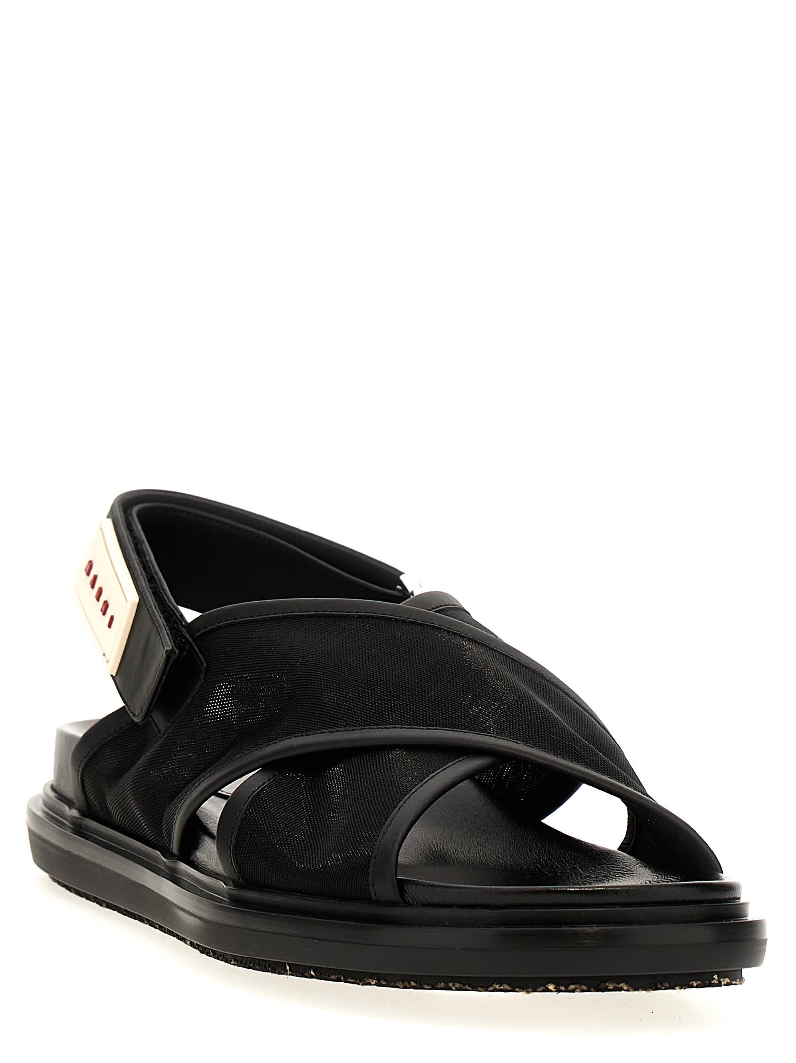 Shop Marni Fussbet Sandals In Black
