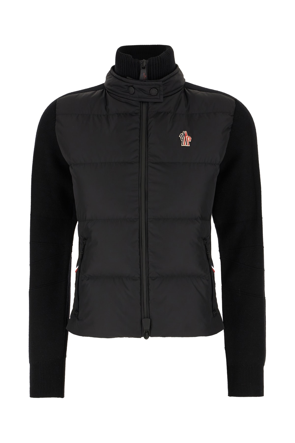 Shop Moncler Black Wool Blend Tricot Cardigan