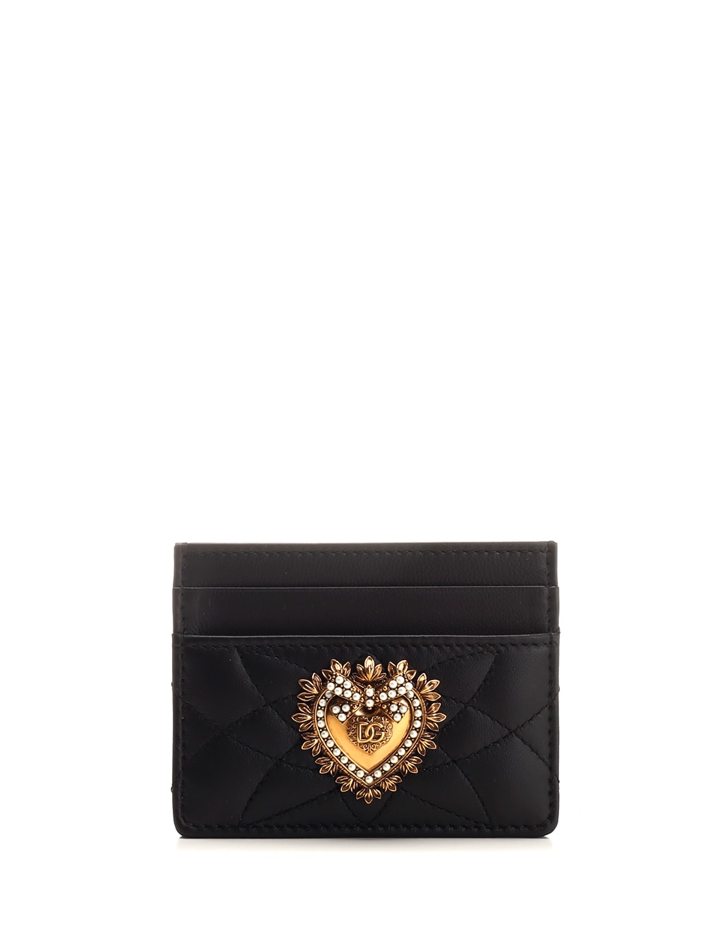 Shop Dolce & Gabbana Quilted Leather Card Case In Black