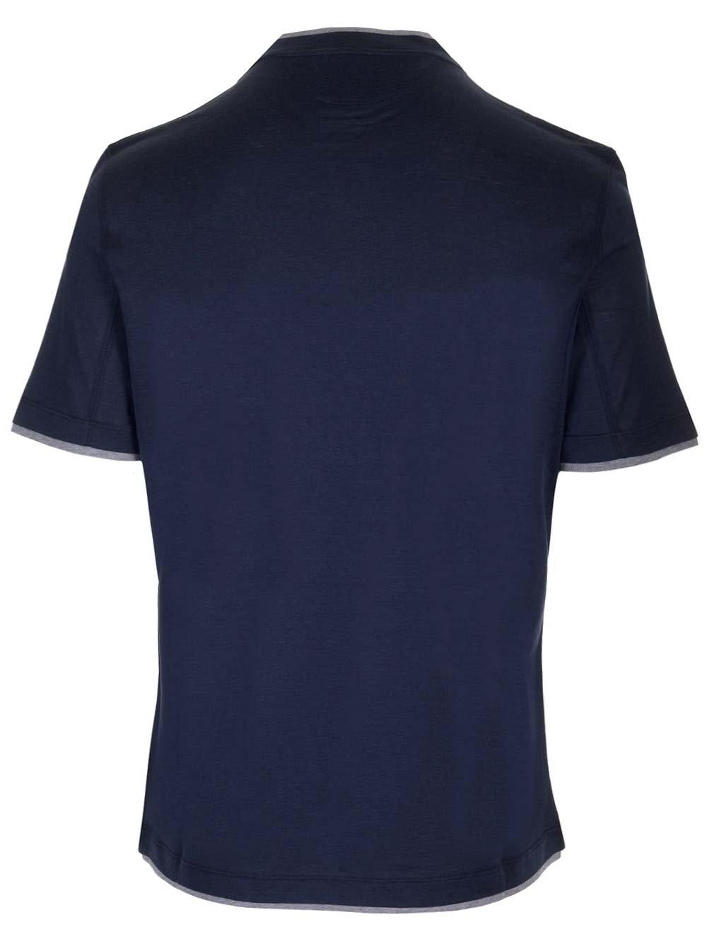 Brunello Cucinelli Double Layer Crewneck T-shirt In Blue