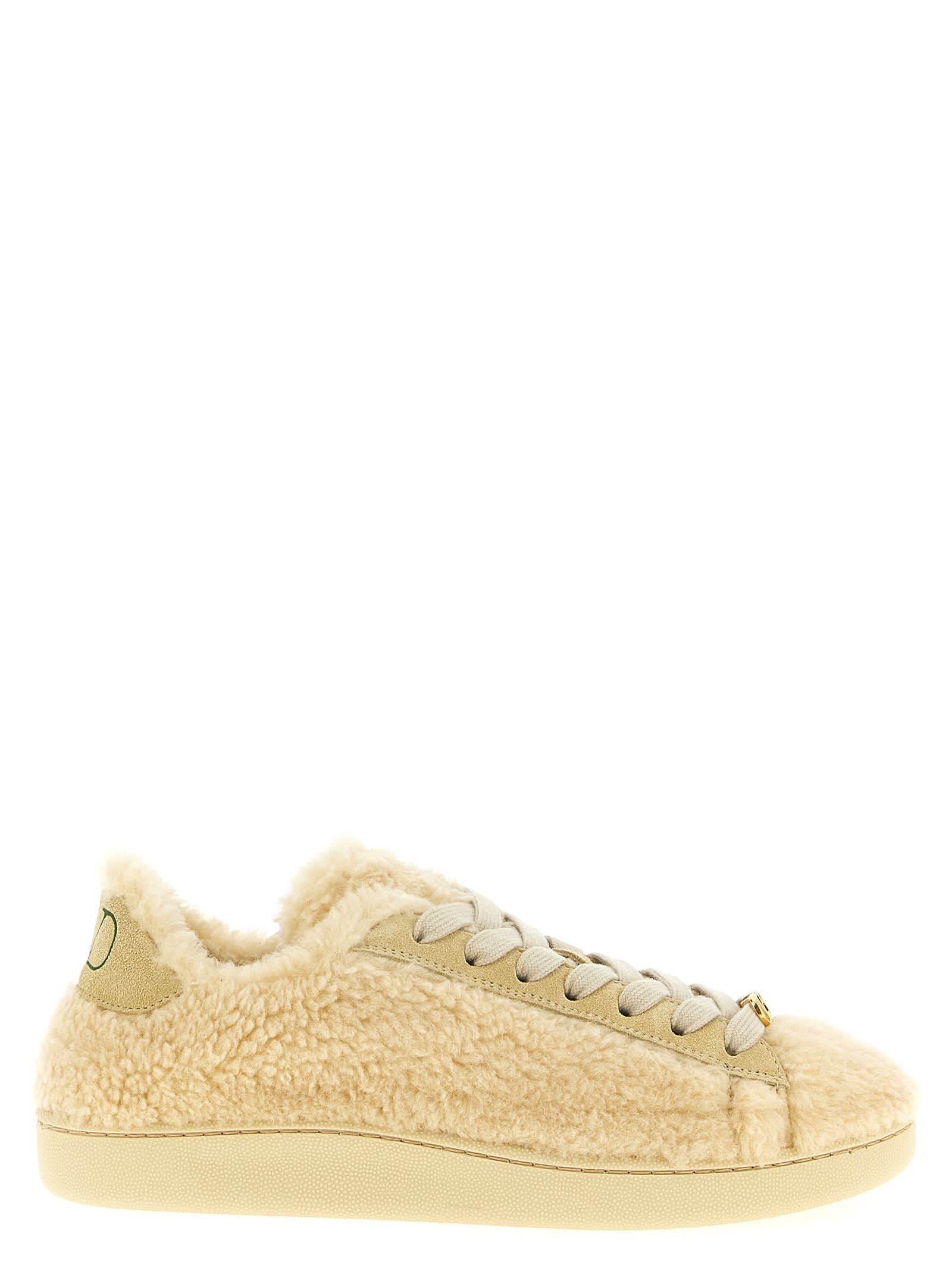 Valentino Royco Low-top Faux Fur Sneakers In Neutral