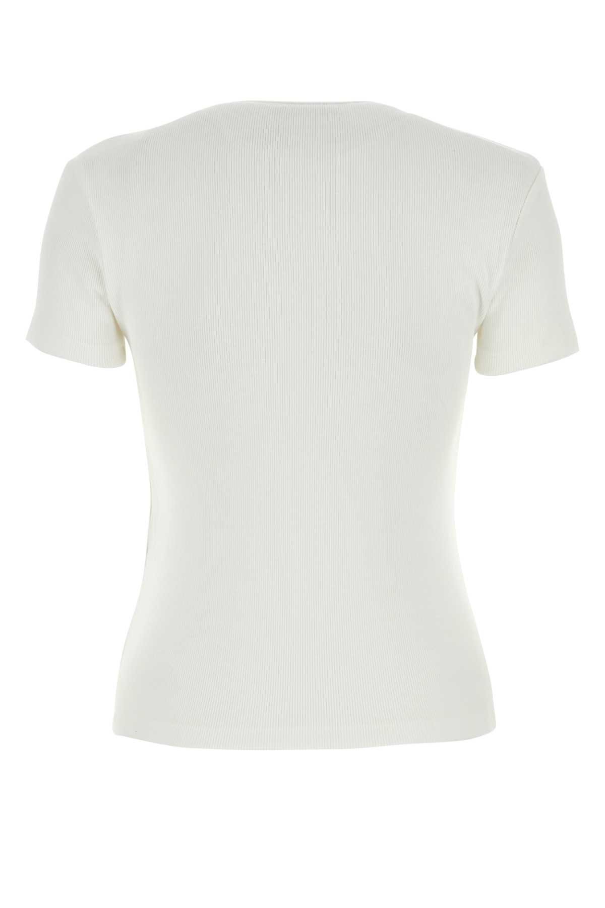 Shop Off-white White Stretch Cotton T-shirt In Whiteblack