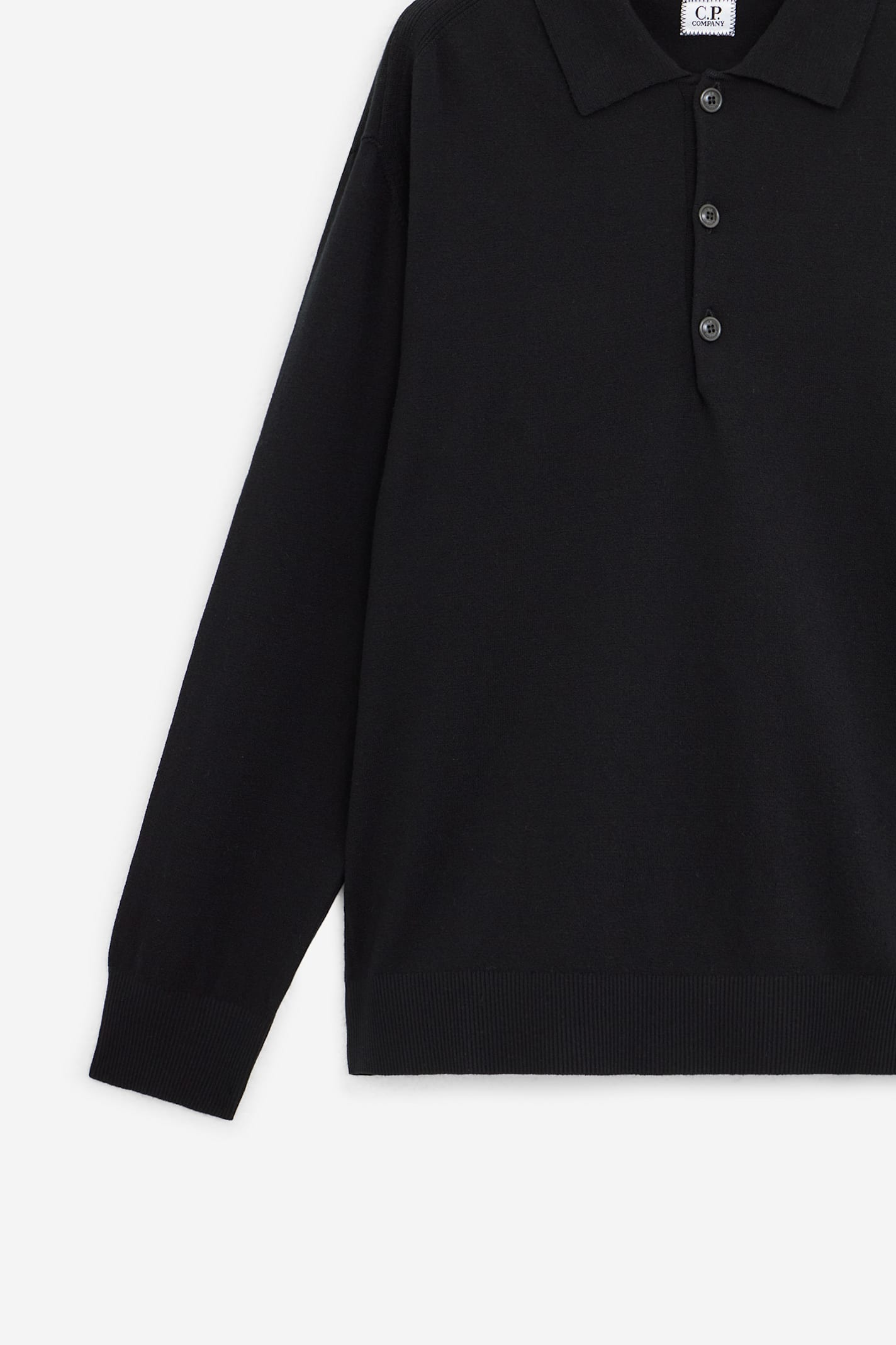 C.p. Company Ribbed Polo Shirt In Black