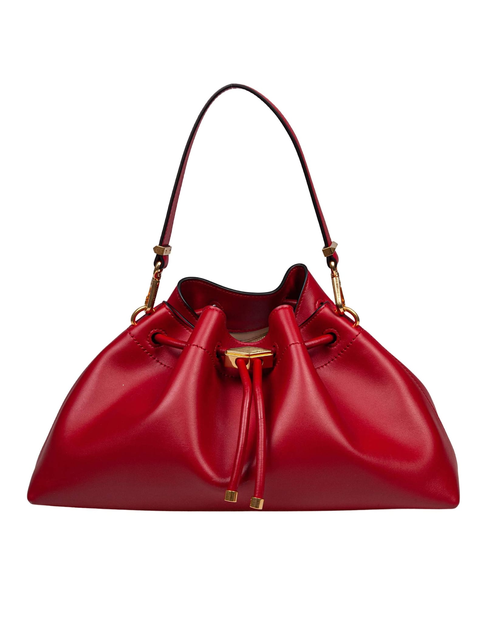 Bucket Bag In Red Color Leather