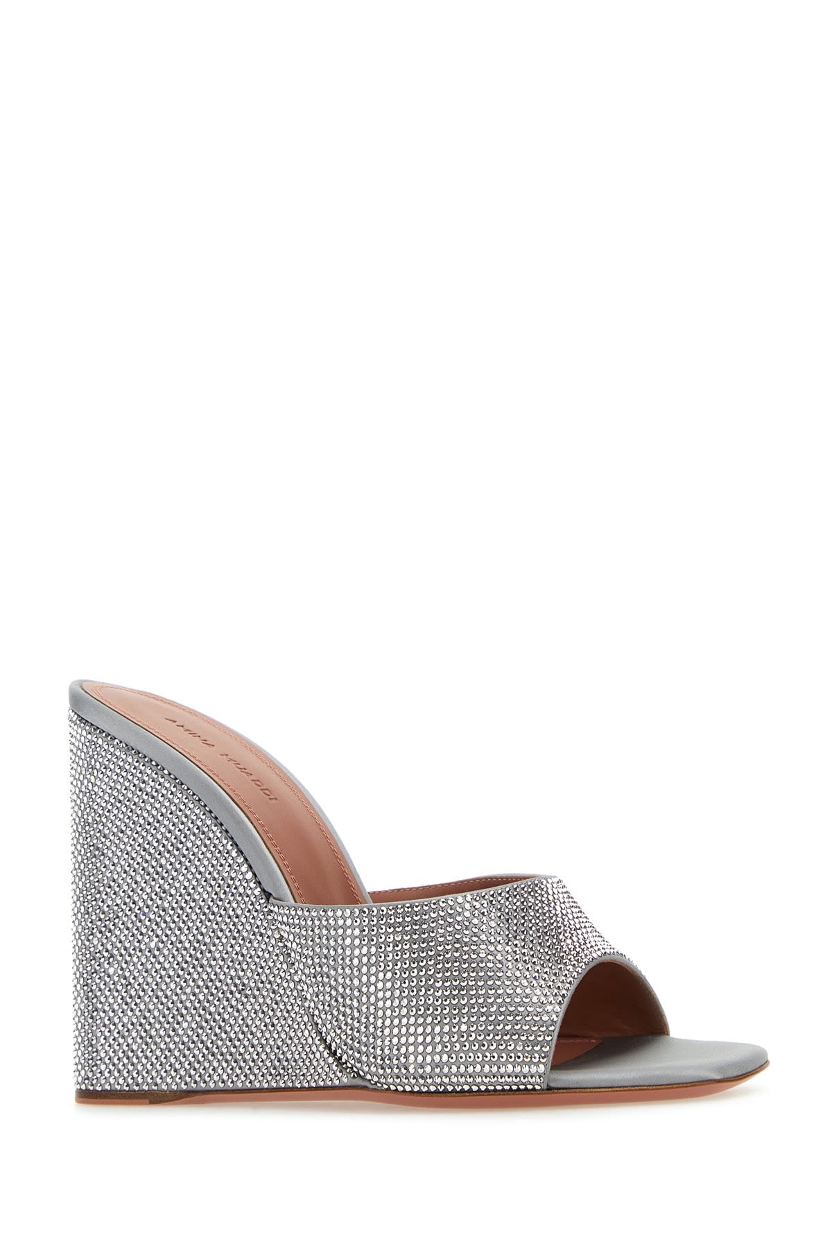 Amina Muaddi Sandals With Embellished Heels In Gresilchrcry