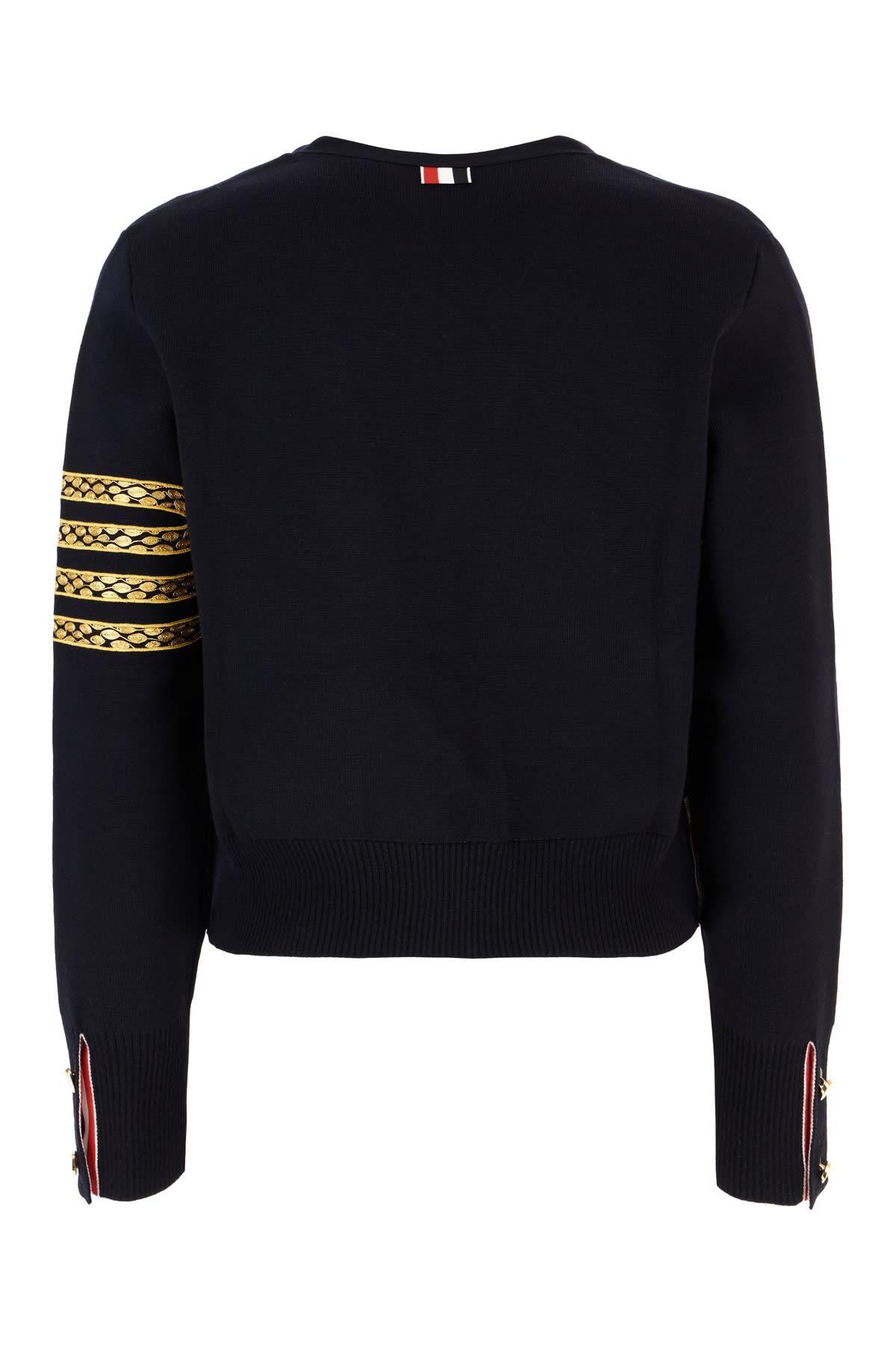 Thom Browne Snake Embroidered Wool Blend Cardigan In Black