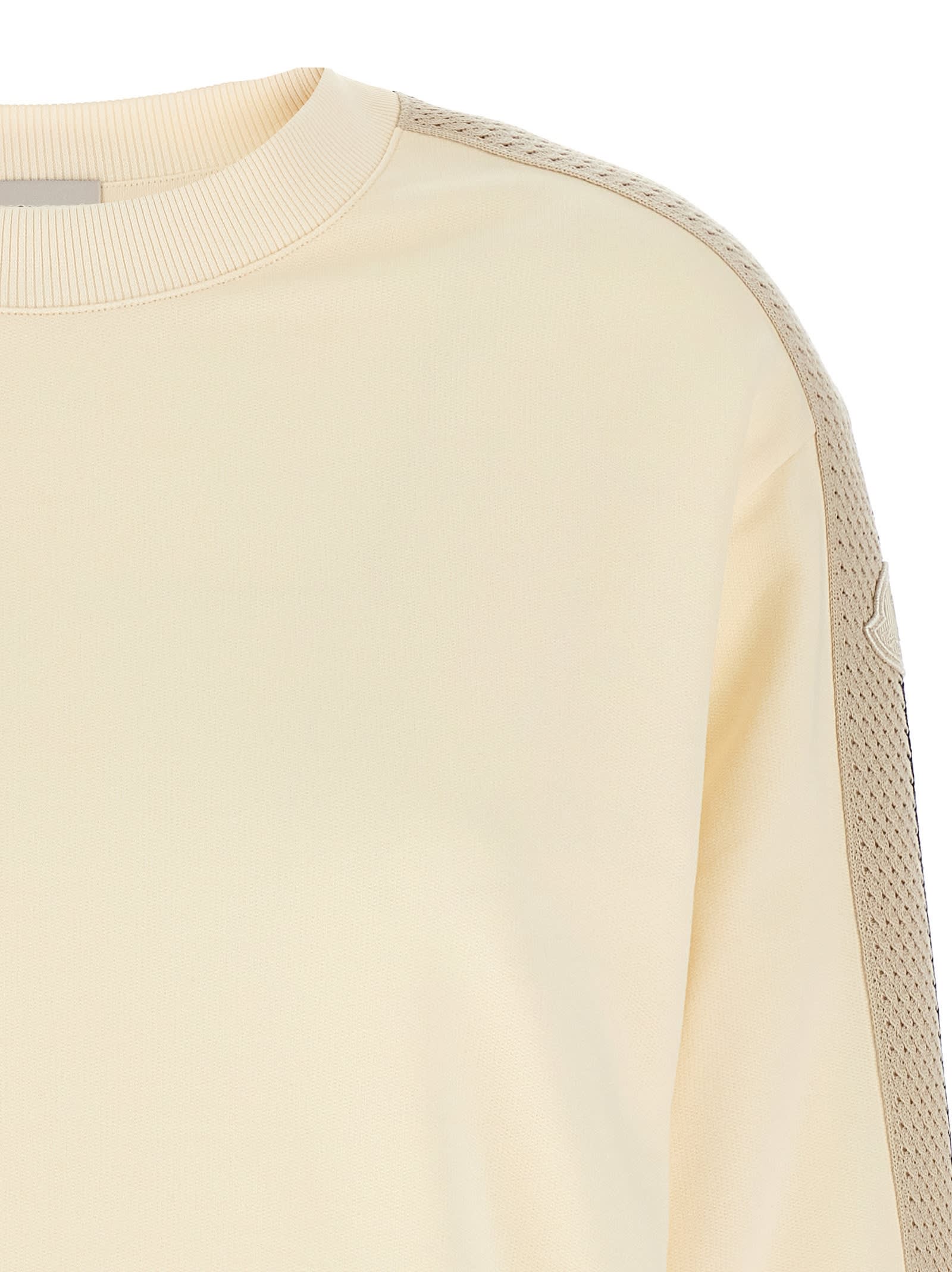 Moncler Oversized Cotton Jersey Sweatshirt With Crochet Detailing In White