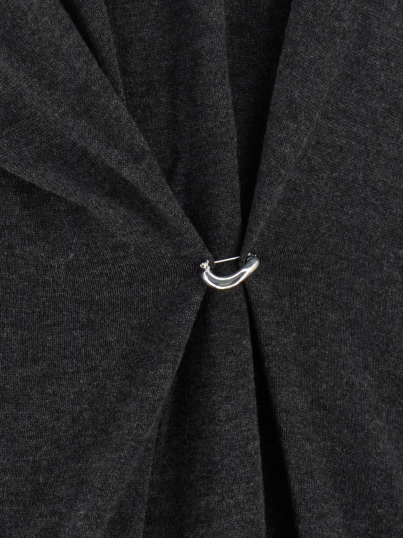 Isabel Marant Women Grey V-neck Sweater With Ring Detail At The Waist In Fabric Woman In Gray