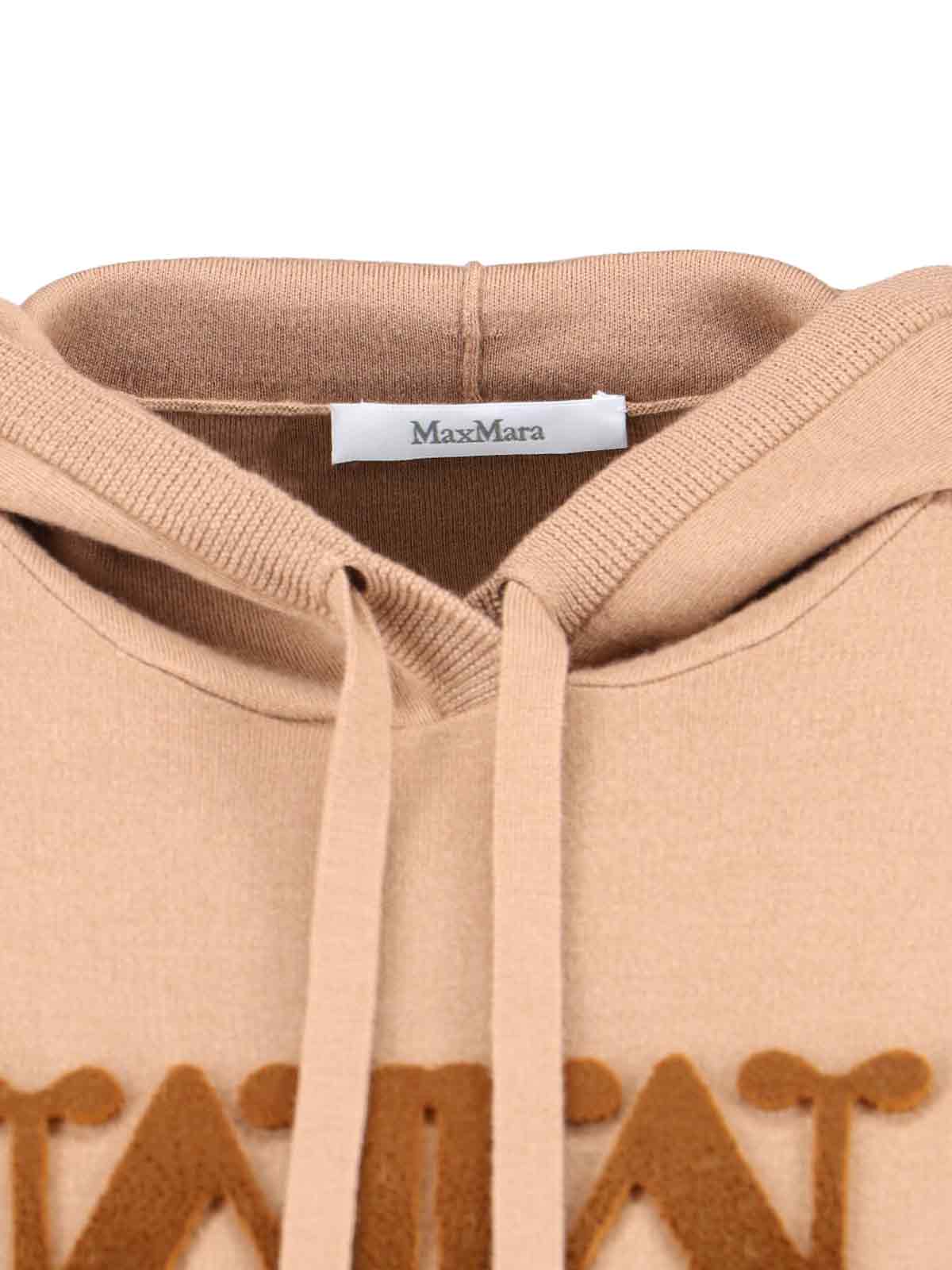 Max Mara Virgin Wool Hoodie In Nude