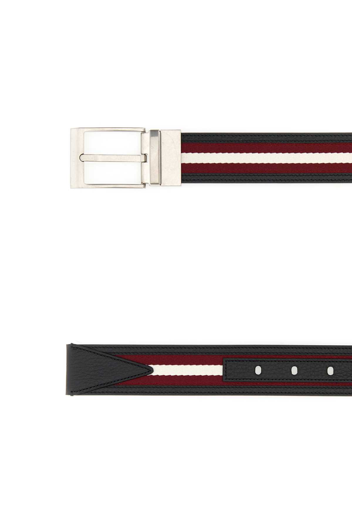 Shop Bally Black Leather Shiffie Belt In Blackredbonepall