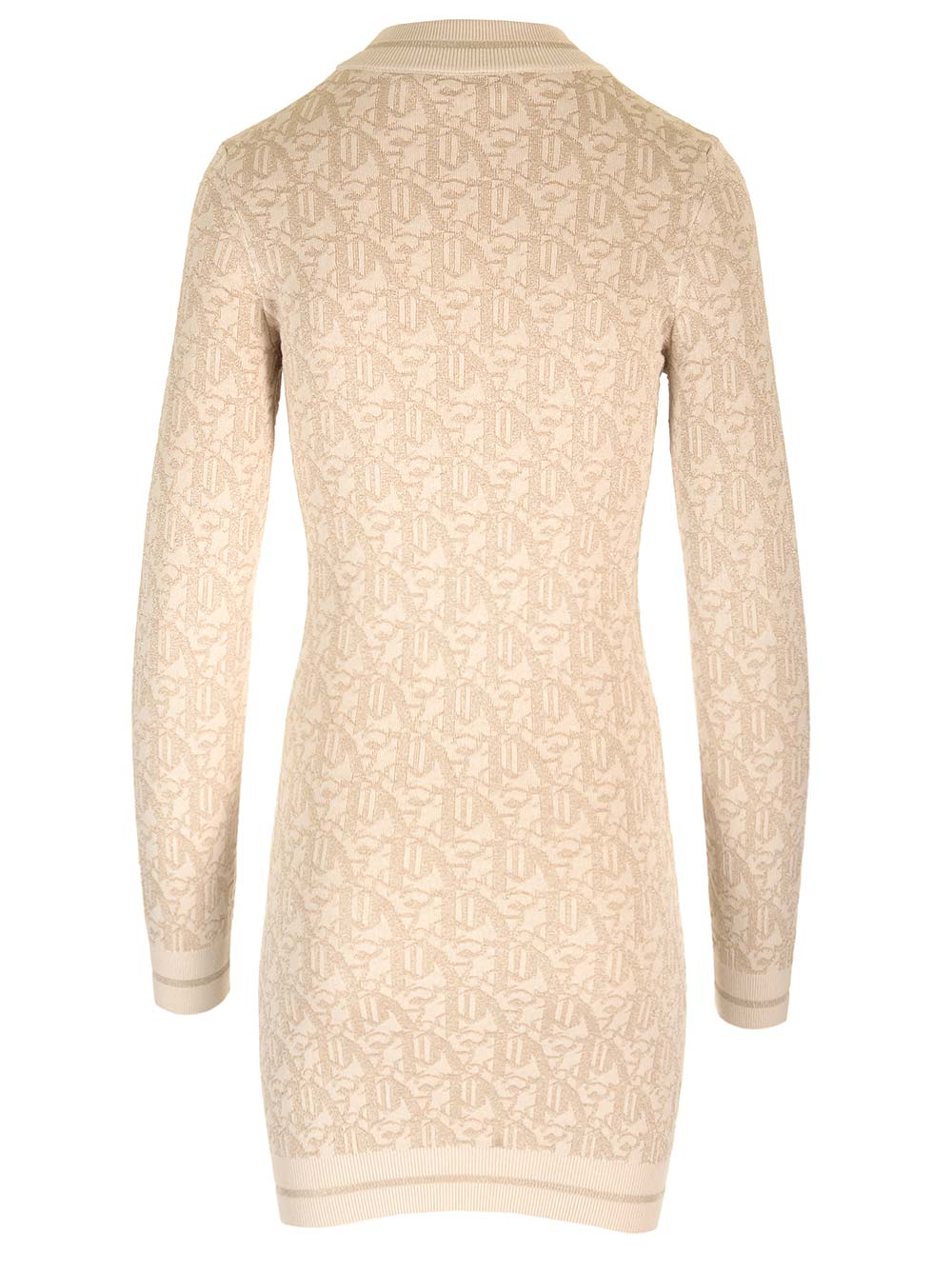 Shop Palm Angels Lurex Knit Mini Dress With Monogram In White