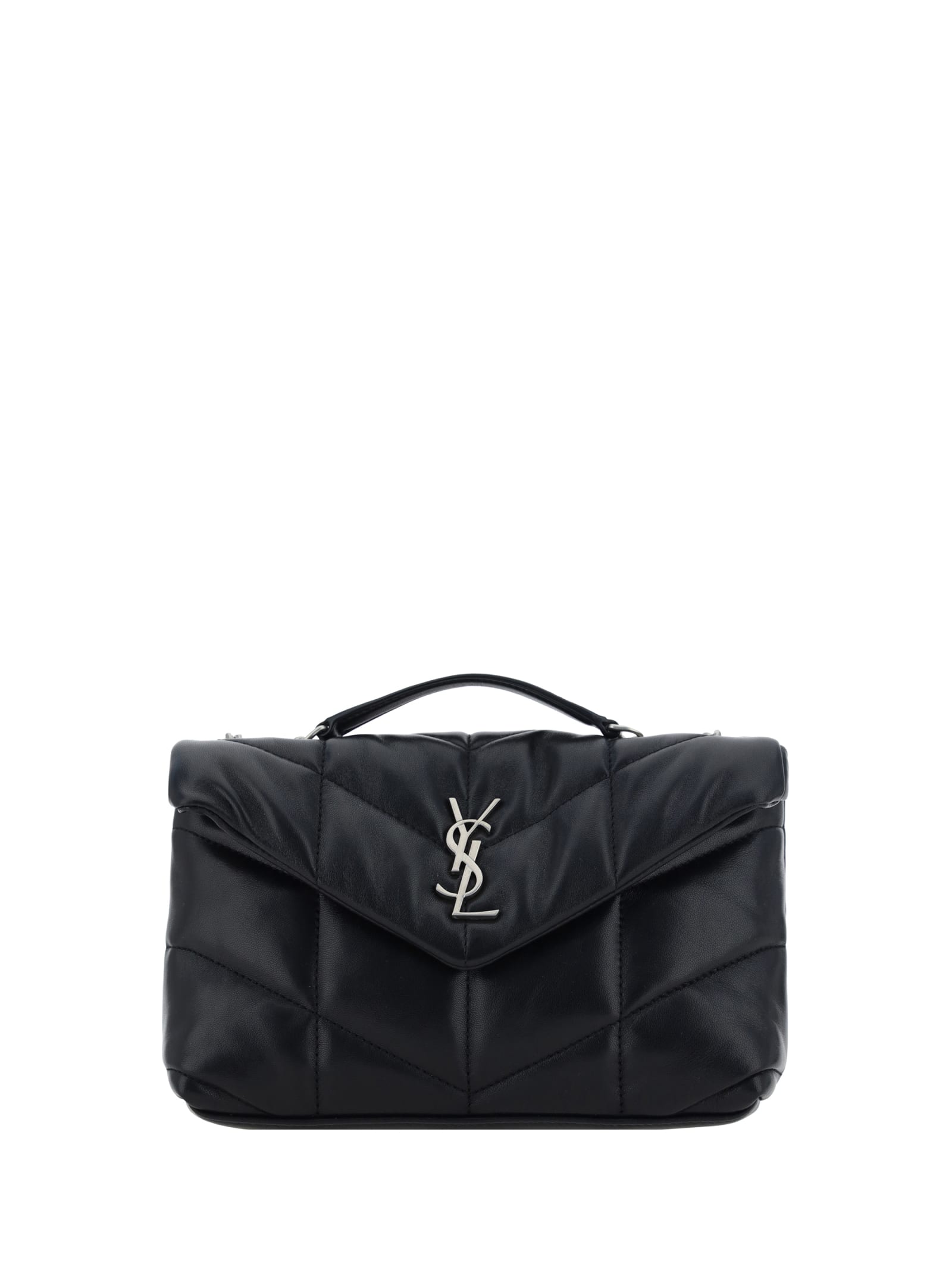 Saint Laurent Puffer Toy Quilted Leather Mini Bag In Black