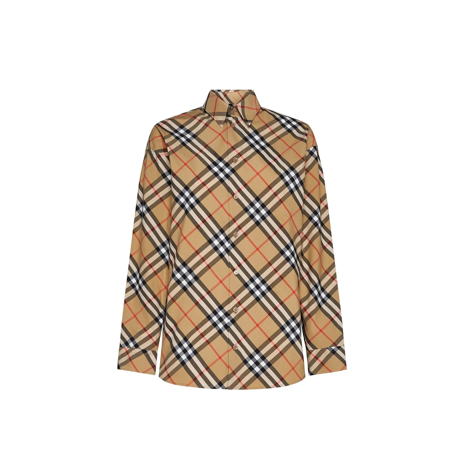 Burberry Check Cotton Shirt Women In Brown