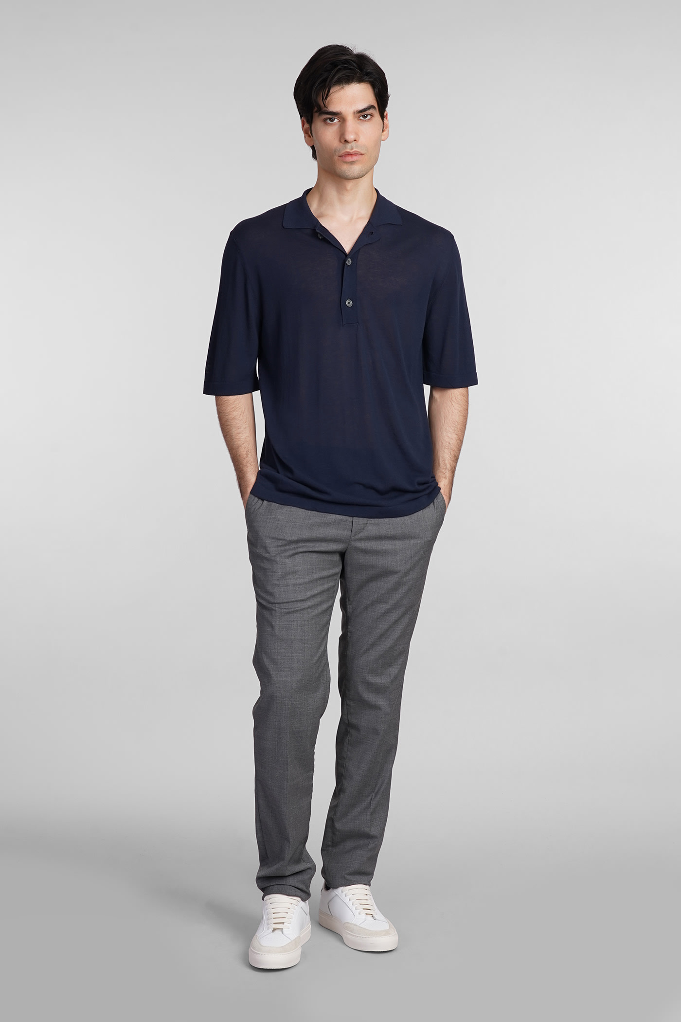 Shop Mauro Grifoni Polo In Blue Cotton