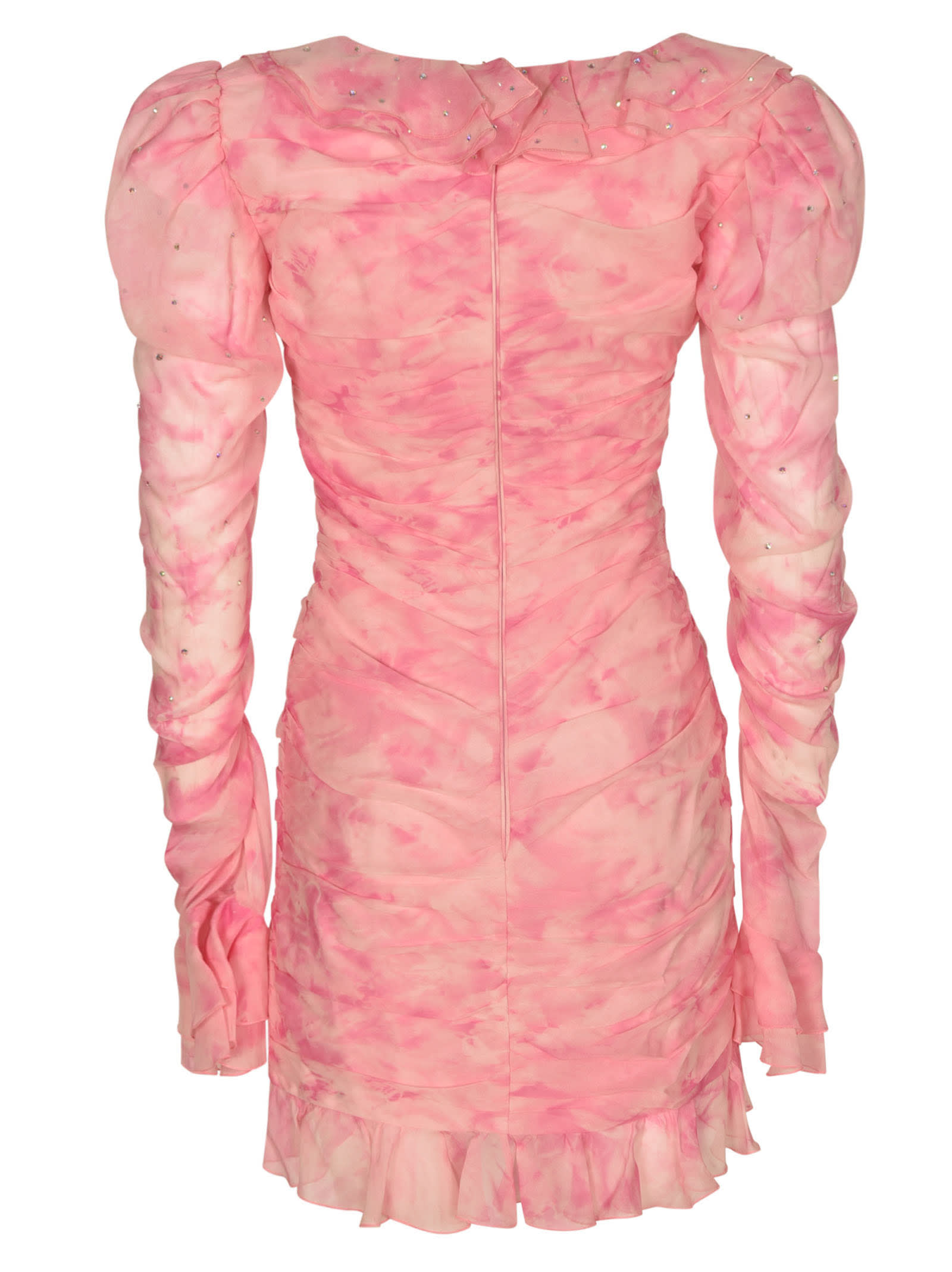 Shop Alessandra Rich Tie Dye Georgette Draped Mini Dress In Pink