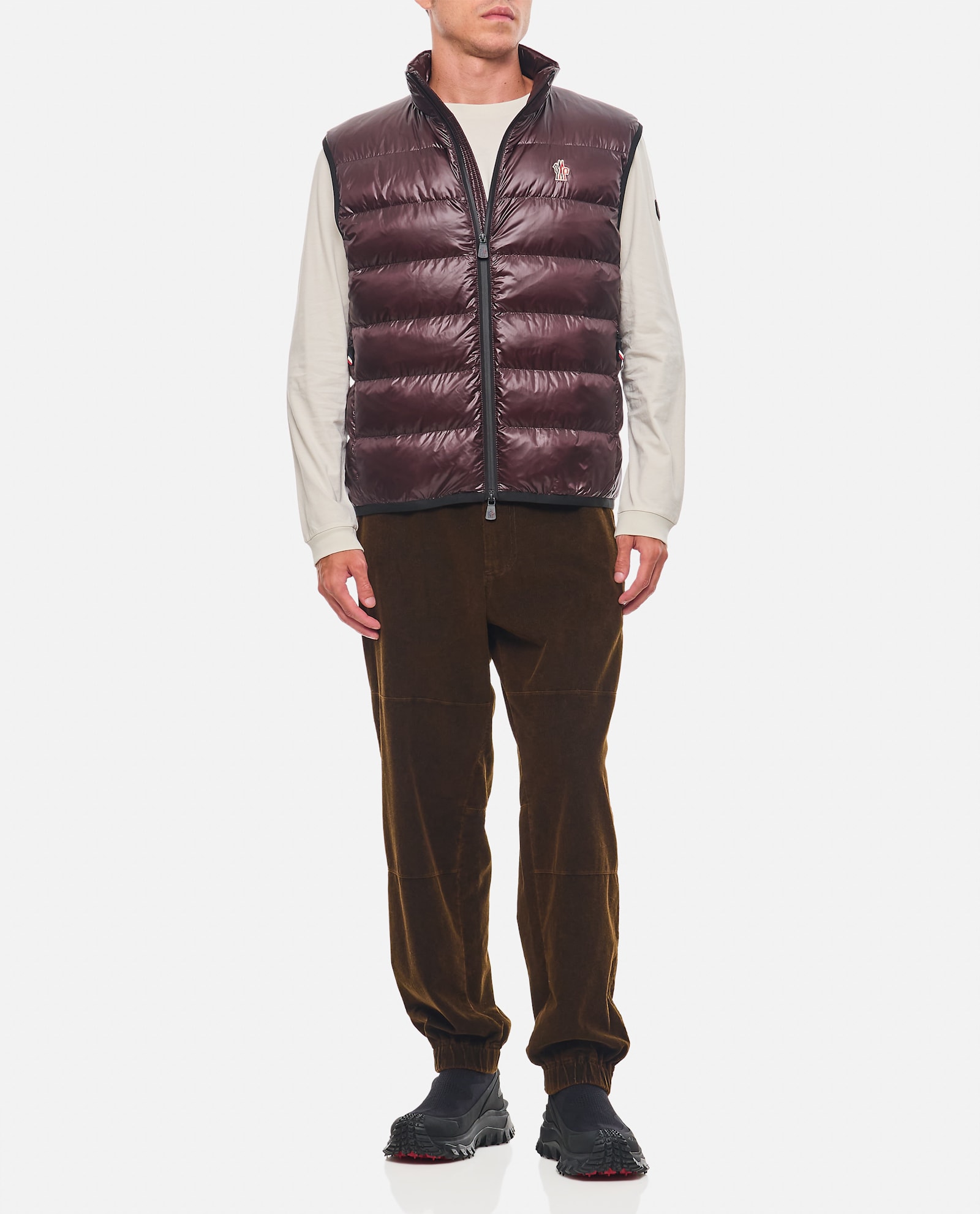 Shop Moncler Padded Vest In Brown