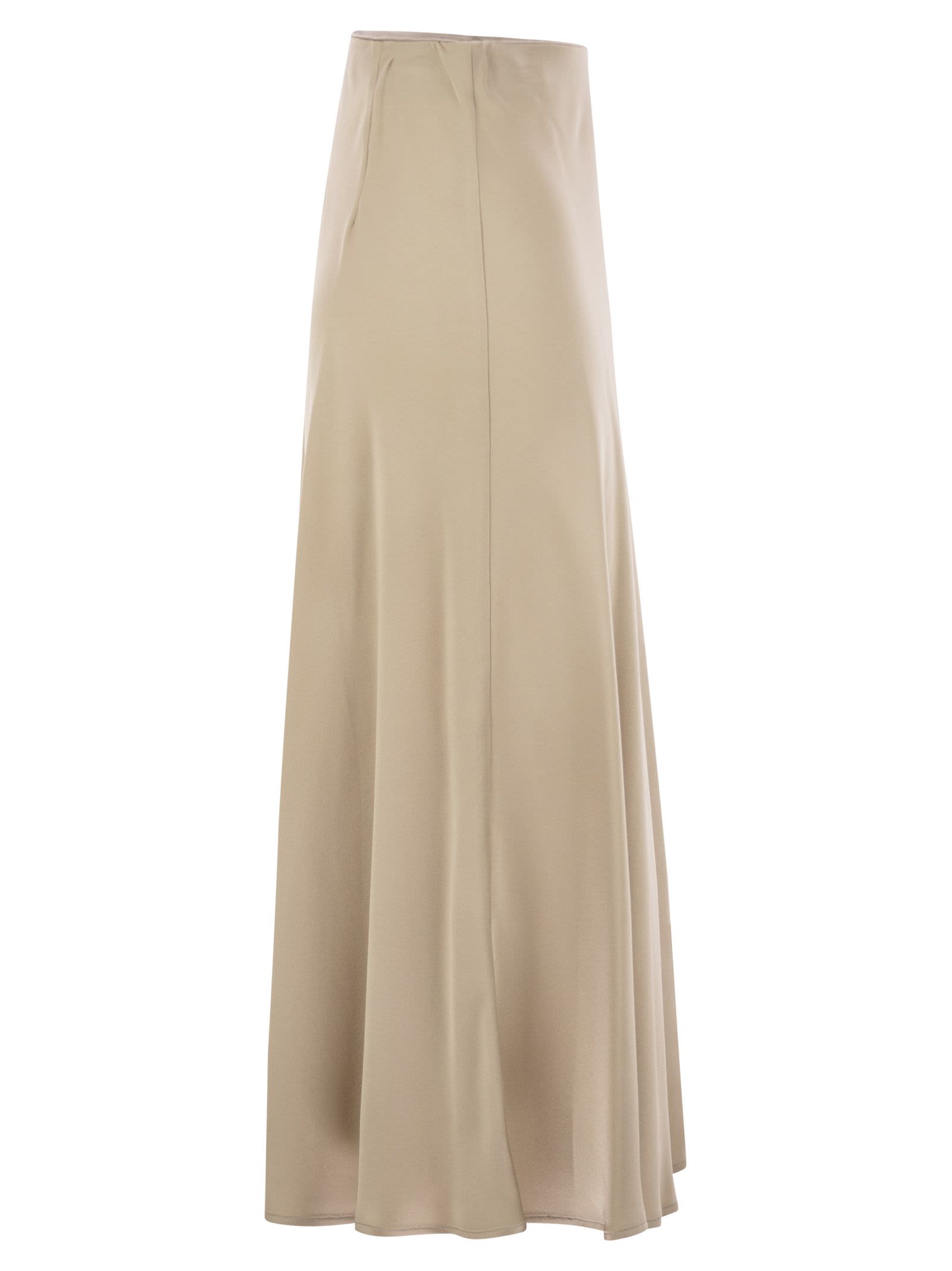 Shop Herno Satin Effect Long Skirt In Beige