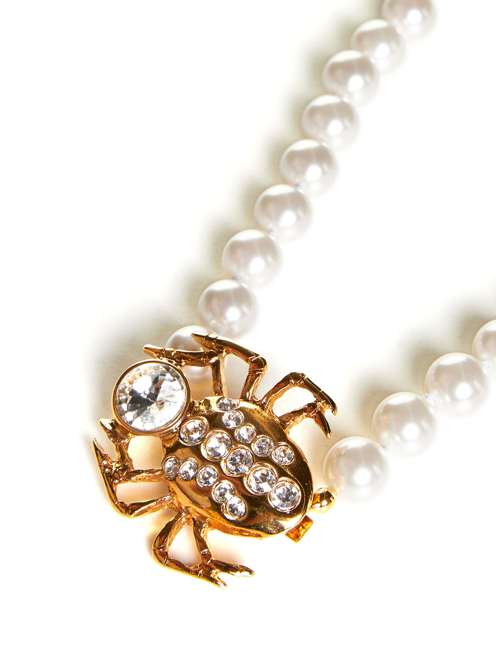 Shop Alessandra Rich Necklace In Pearl Gold
