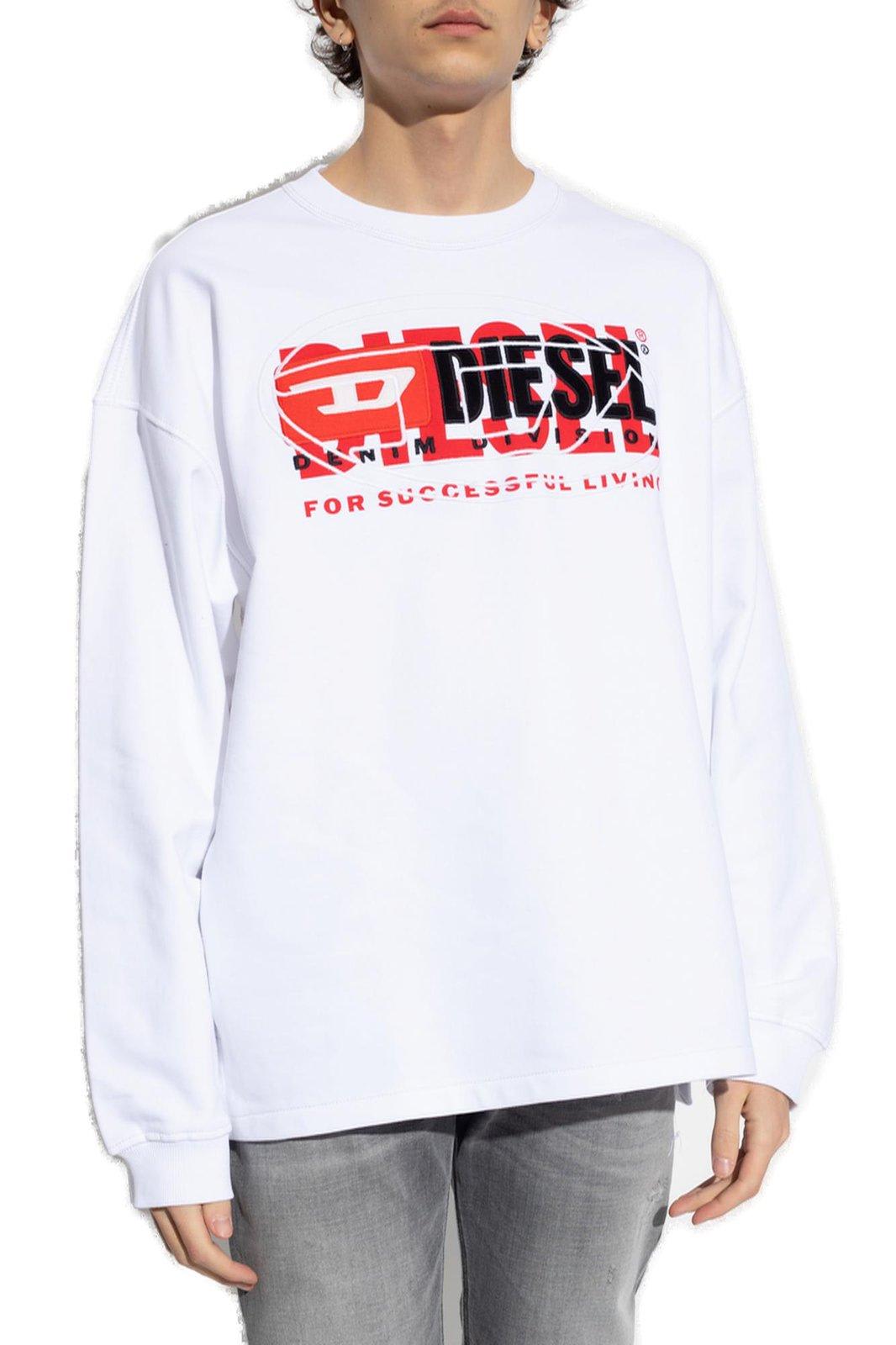 Shop Diesel Logo Printed Crewneck Sweatshirt